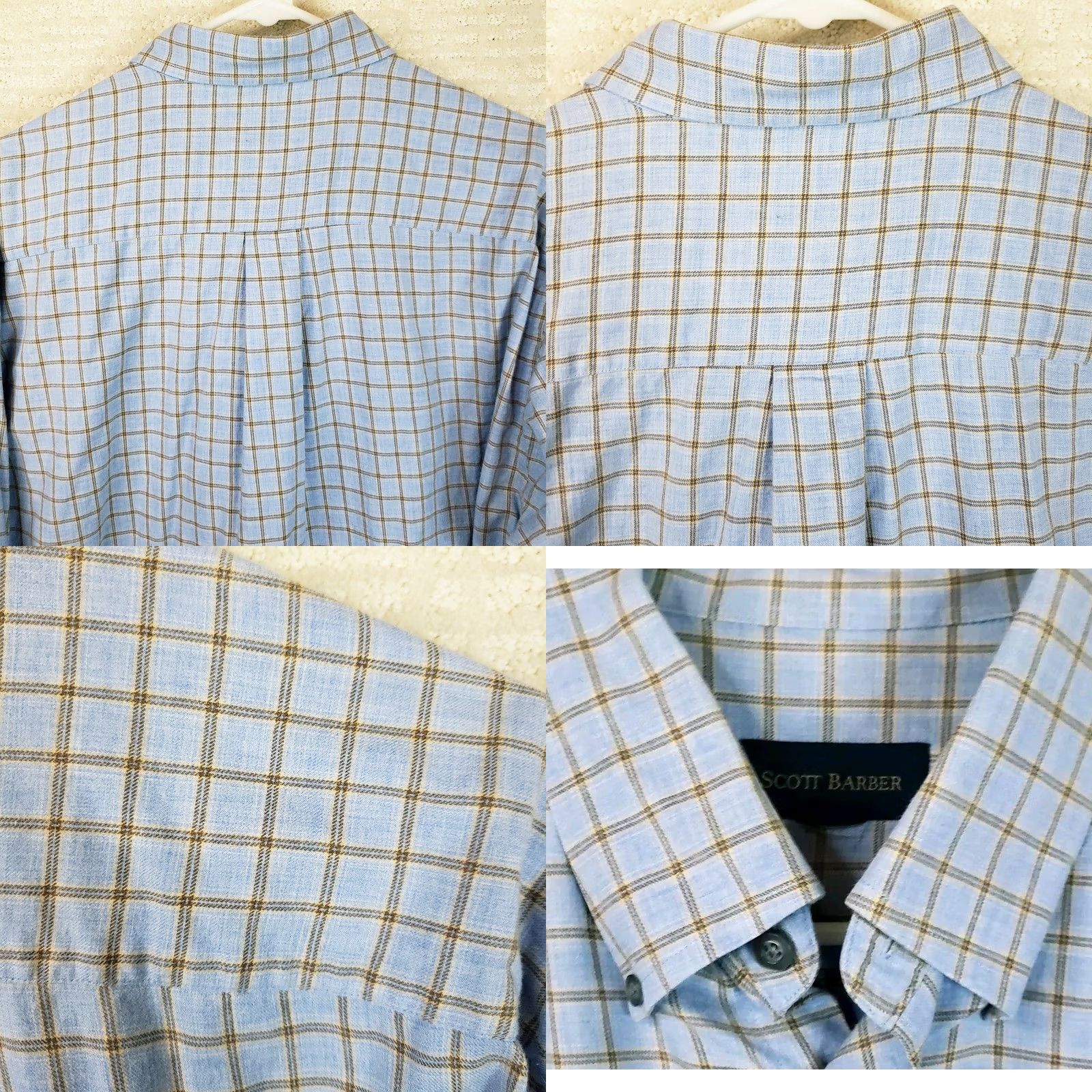 Vintage VINTAGE Scott Barber Shirt Blues Light Flannel Long Sleeve Plaid Cotton Button-Up XL Men’s Regular Size US XL / EU 56 / 4 - 8 Thumbnail