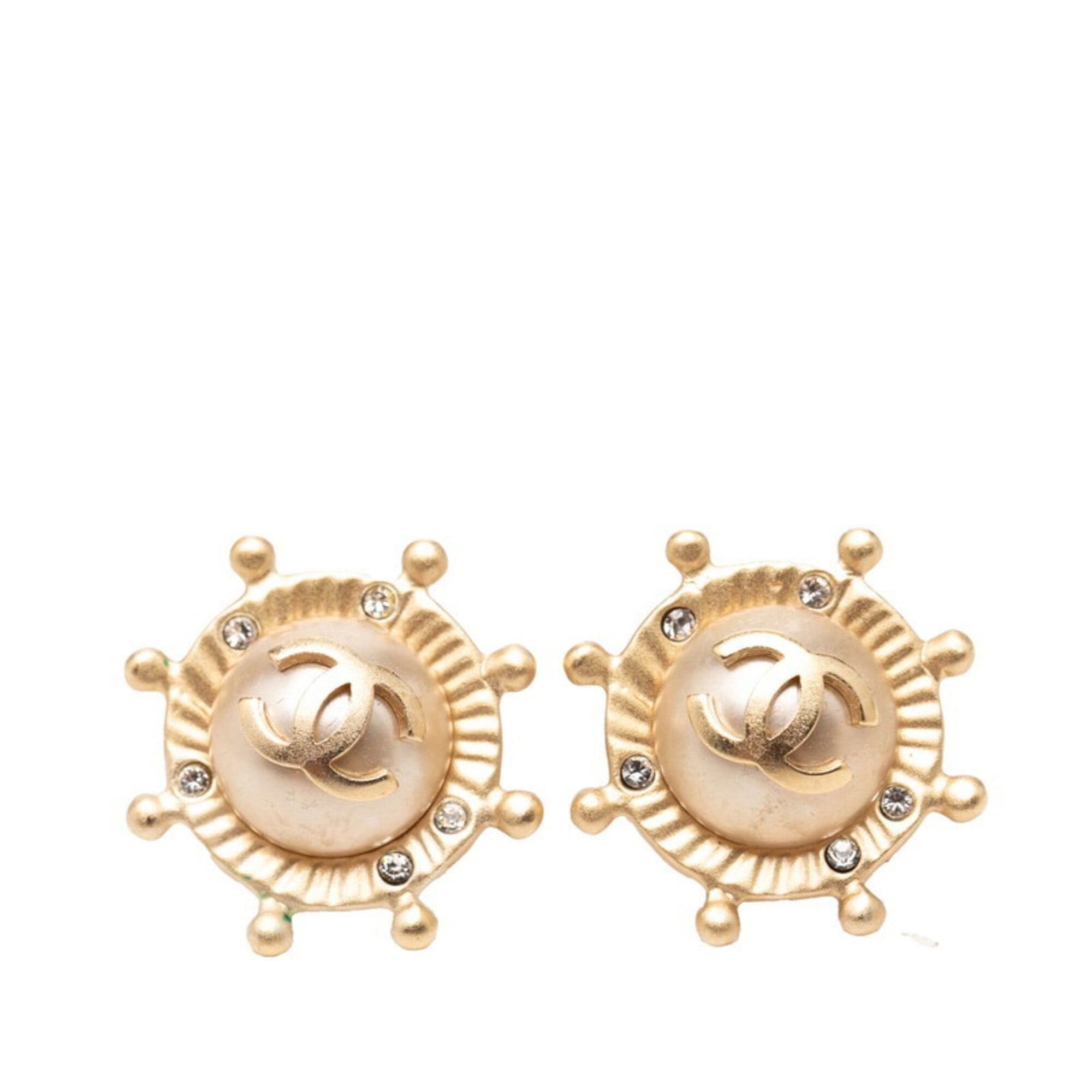 Chanel Chanel Coco Mark Earrings 05A Gold Plated Rhinestone Women's CHANEL Size ONE SIZE - 1 Thumbnail