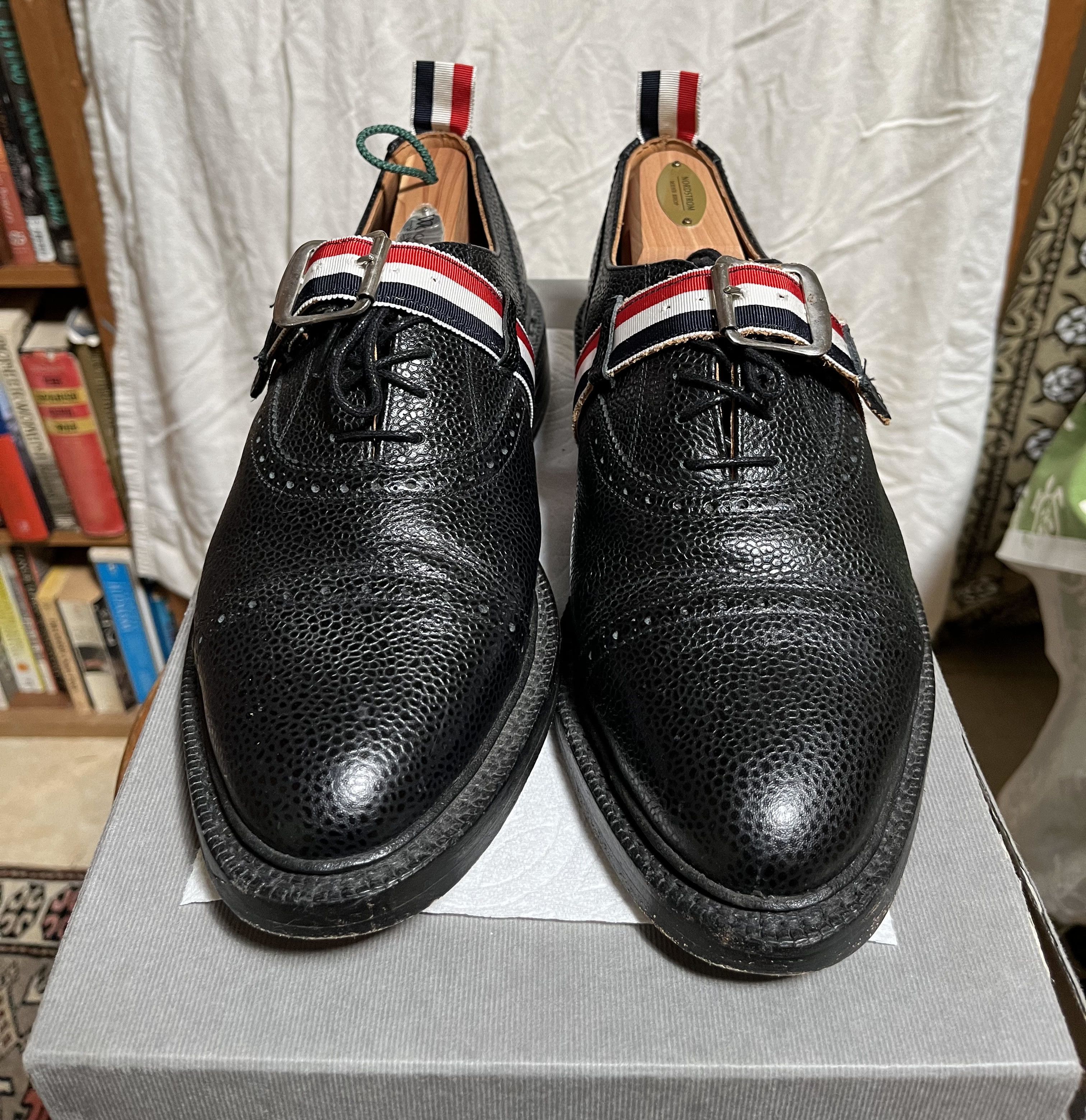 Thom Browne Pebbled Oxford Brogues with Signature Grosgrain Belts Size US 8 / EU 41 - 2 Thumbnail