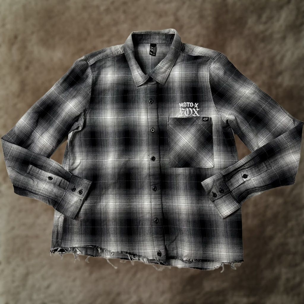 Fox Racing Fox Racing Moto-X Flannel Button-Up Shirt Womens Medium L/S Black Plaid Size M / US 6-8 / IT 42-44 - 1 Thumbnail