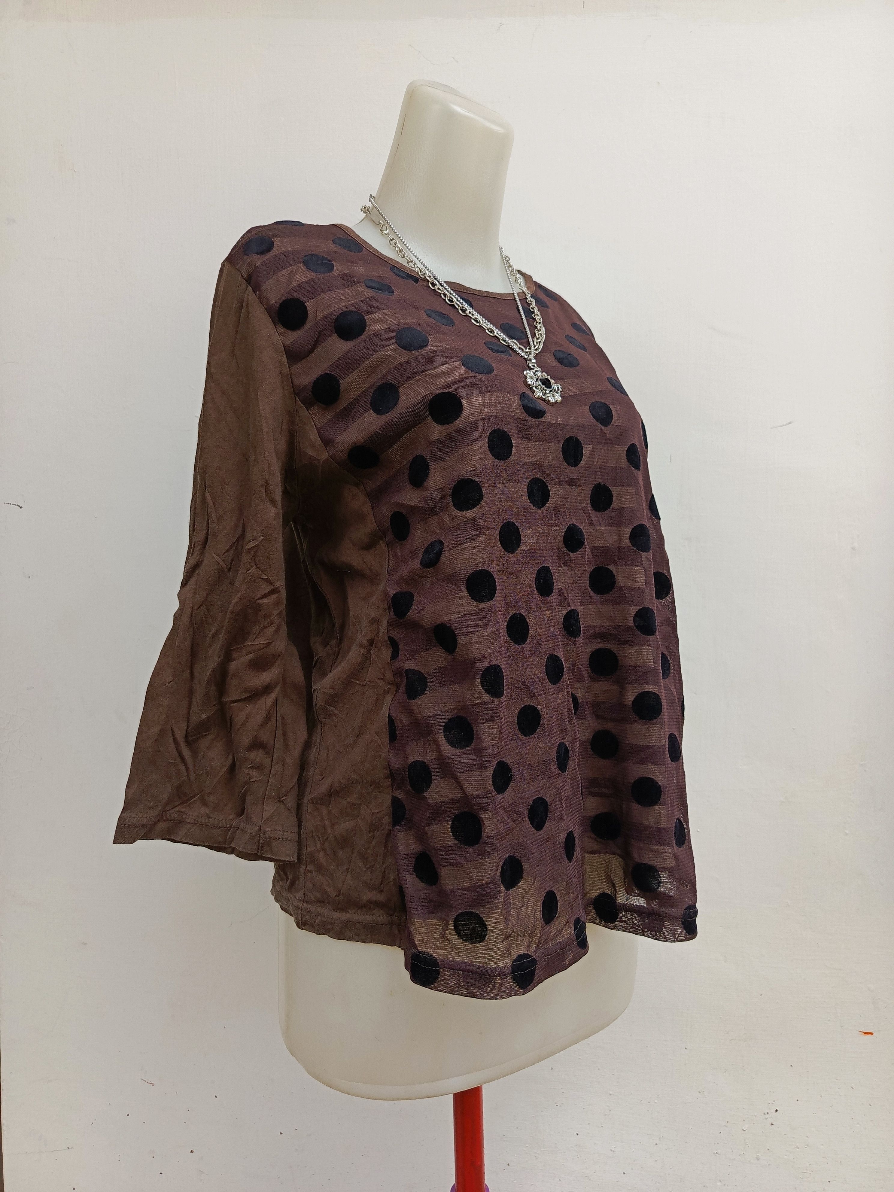 Kansai Yamamoto Kansai Bis Yamamoto Designer Polka Dot 3/4 Sleeve Shirt Size M / US 6-8 / IT 42-44 - 3 Thumbnail