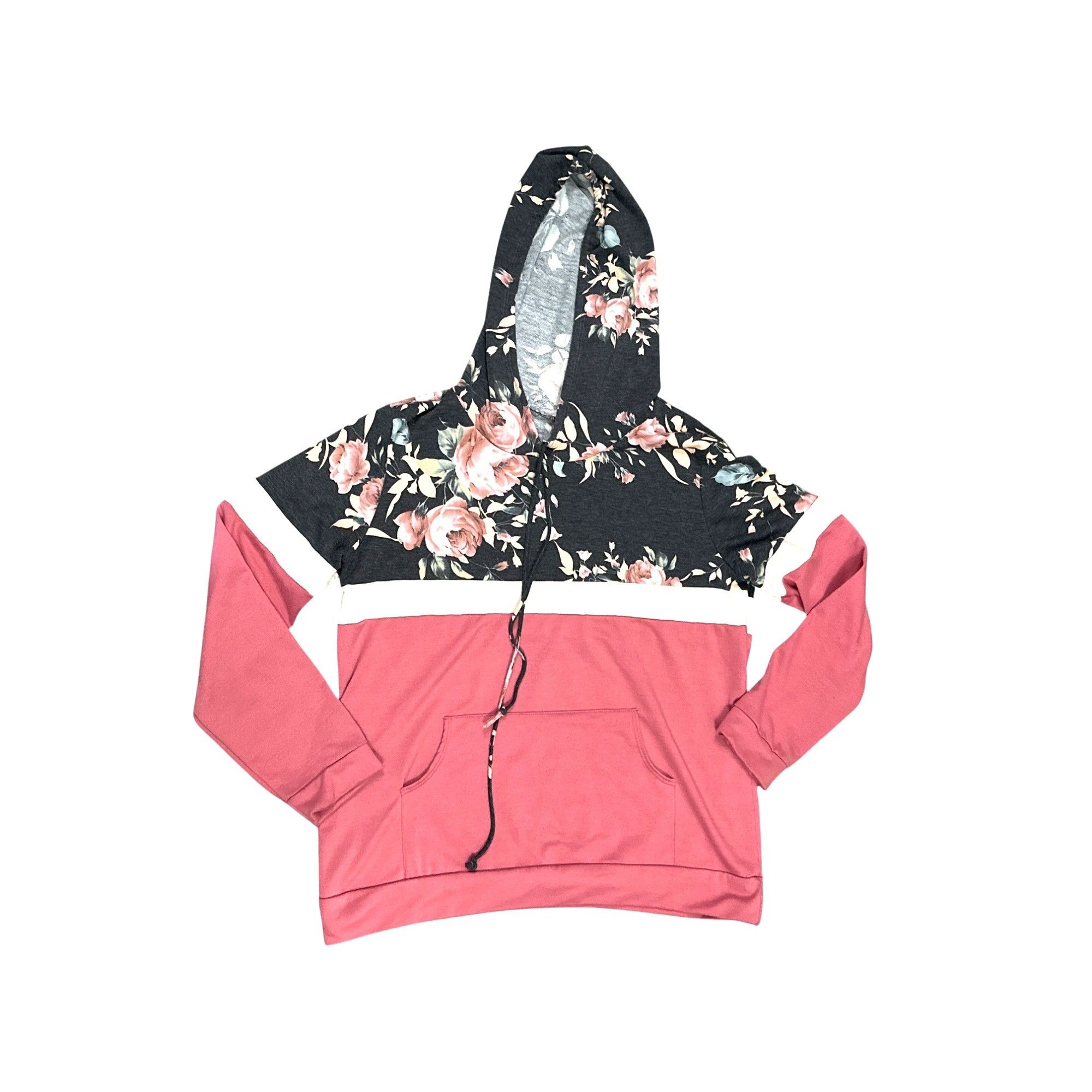 Other 7Th Ray XL Floral Colorblock Hoodie Rose Pink Black Pullover Size XL / US 12-14 / IT 48-50 - 8 Thumbnail