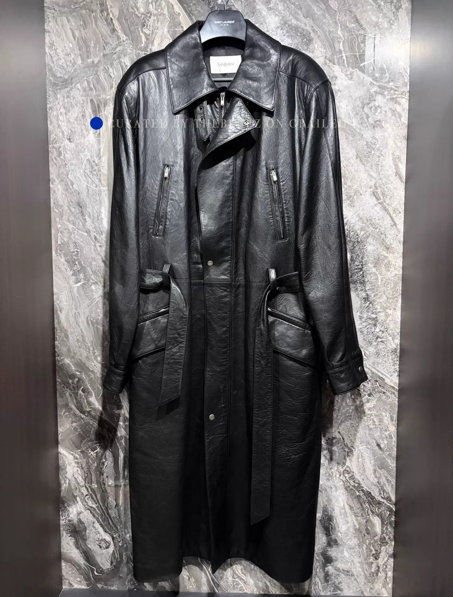 Saint Laurent Paris Black Leather Long Coat Size US M / EU 48-50 / 2 - 1 Thumbnail