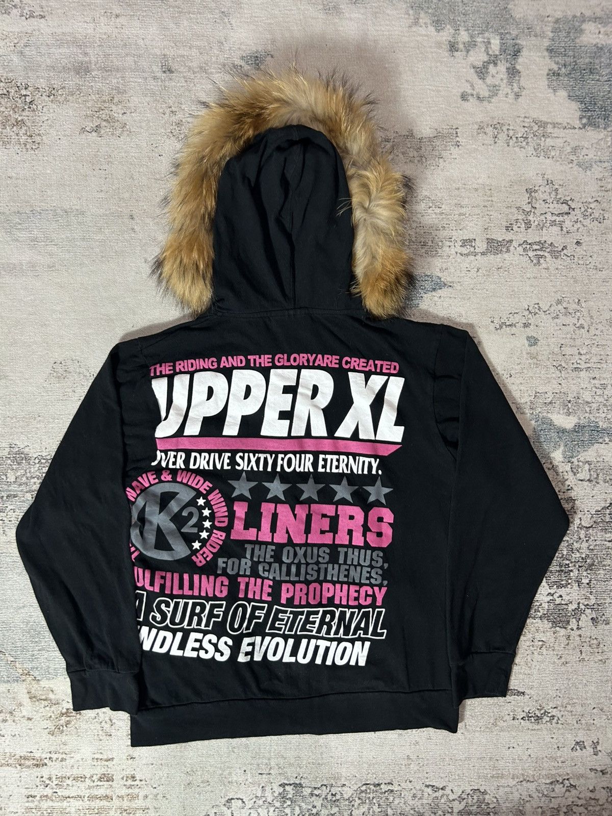 Japanese Brand Faux Fur Poem Zip Hoodie Lgb Style Size US M / EU 48-50 / 2 - 2 Thumbnail