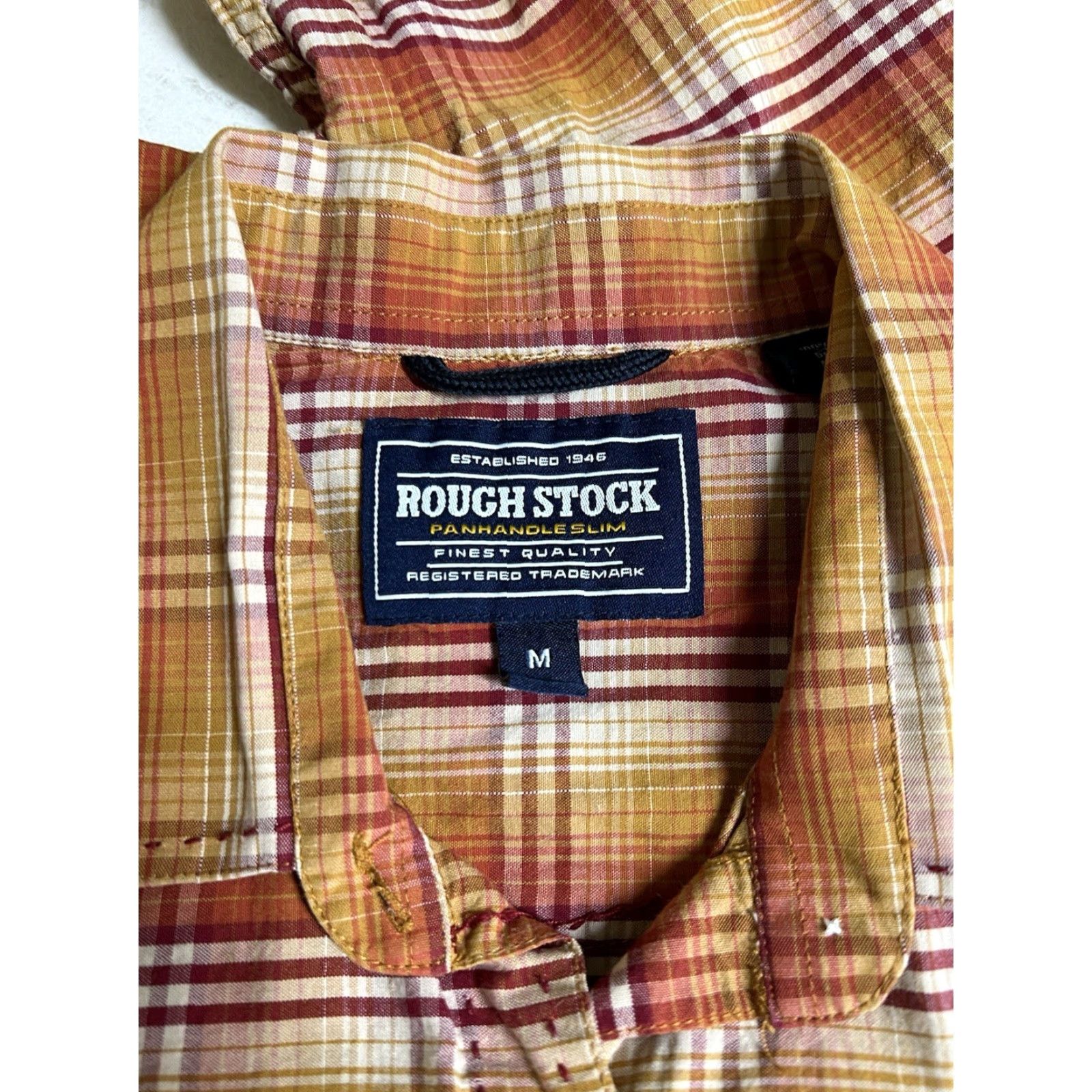 Vintage Rough Stock WOMEN'S Western Snap Shirt M Orange Slim Plaid Long Sleeve Button-Up with Pockets Vintage: No Size M / US 6-8 / IT 42-44 - 7 Thumbnail