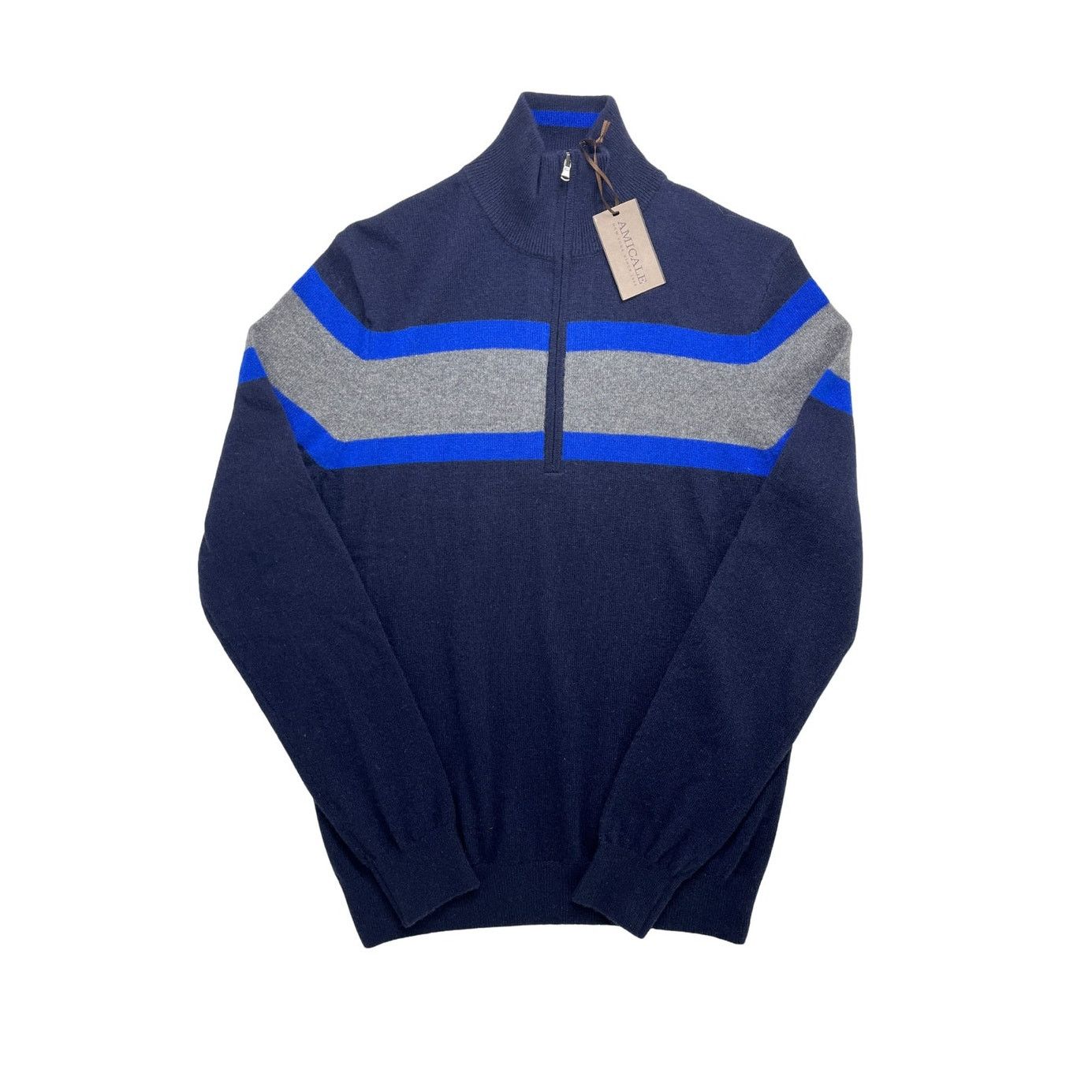 5-32 AMICALE NWT Men's Sweater Striped 100% Cashmere Small