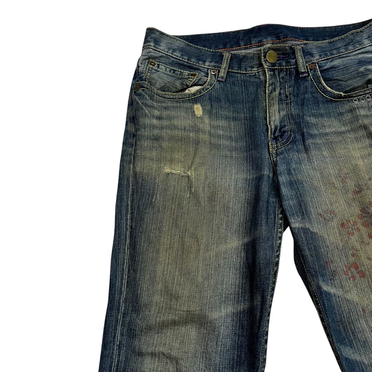 14th Addiction Vintage Takeo Kikuchi Distressed Art Denim Size US 33 - 10 Thumbnail