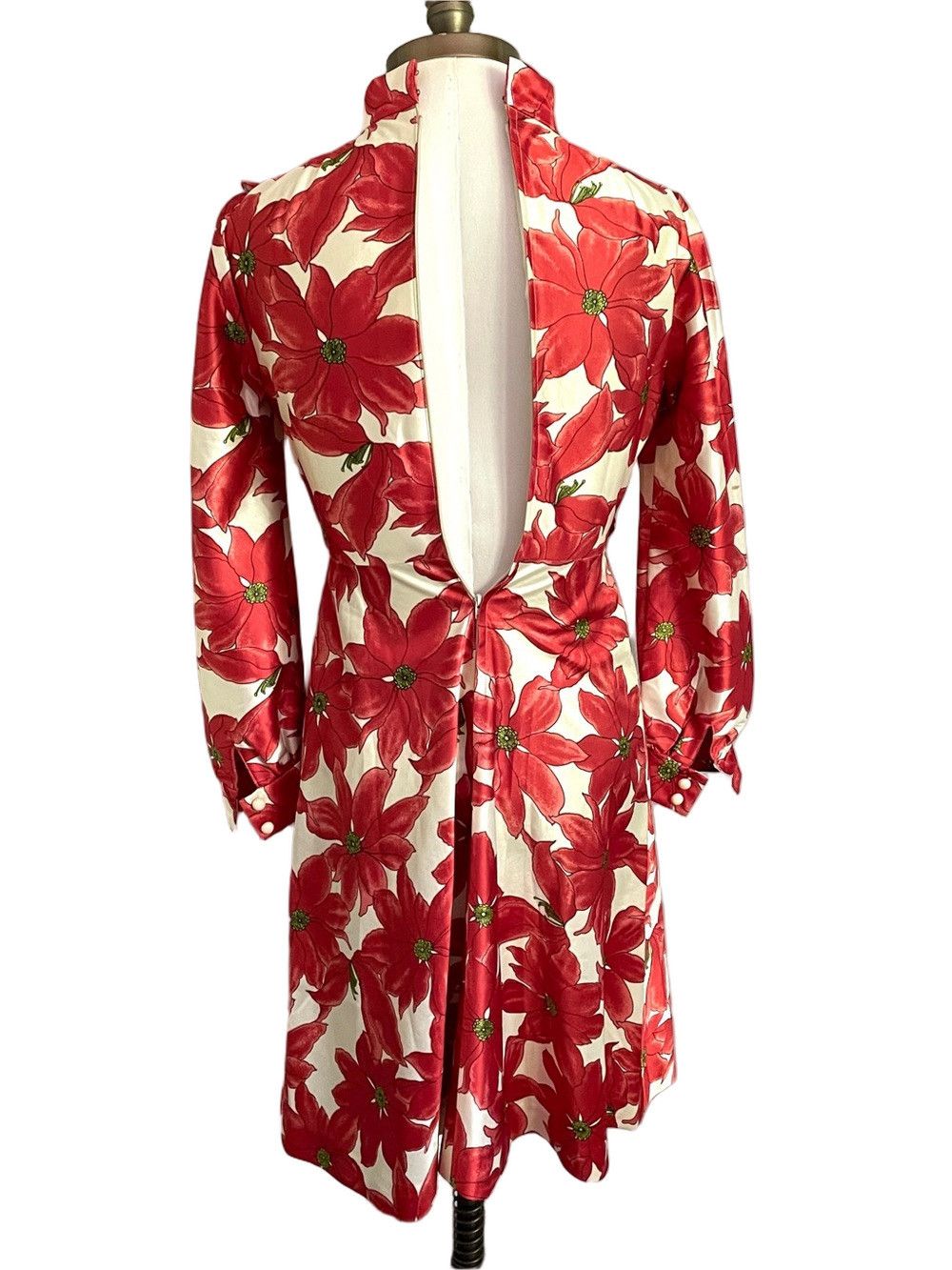 Vintage Vintage Poinsettia Floral Long Sleeve Midi Dress - XS 🎅🏼 Size XS / US 0-2 / IT 36-38 - 7 Thumbnail