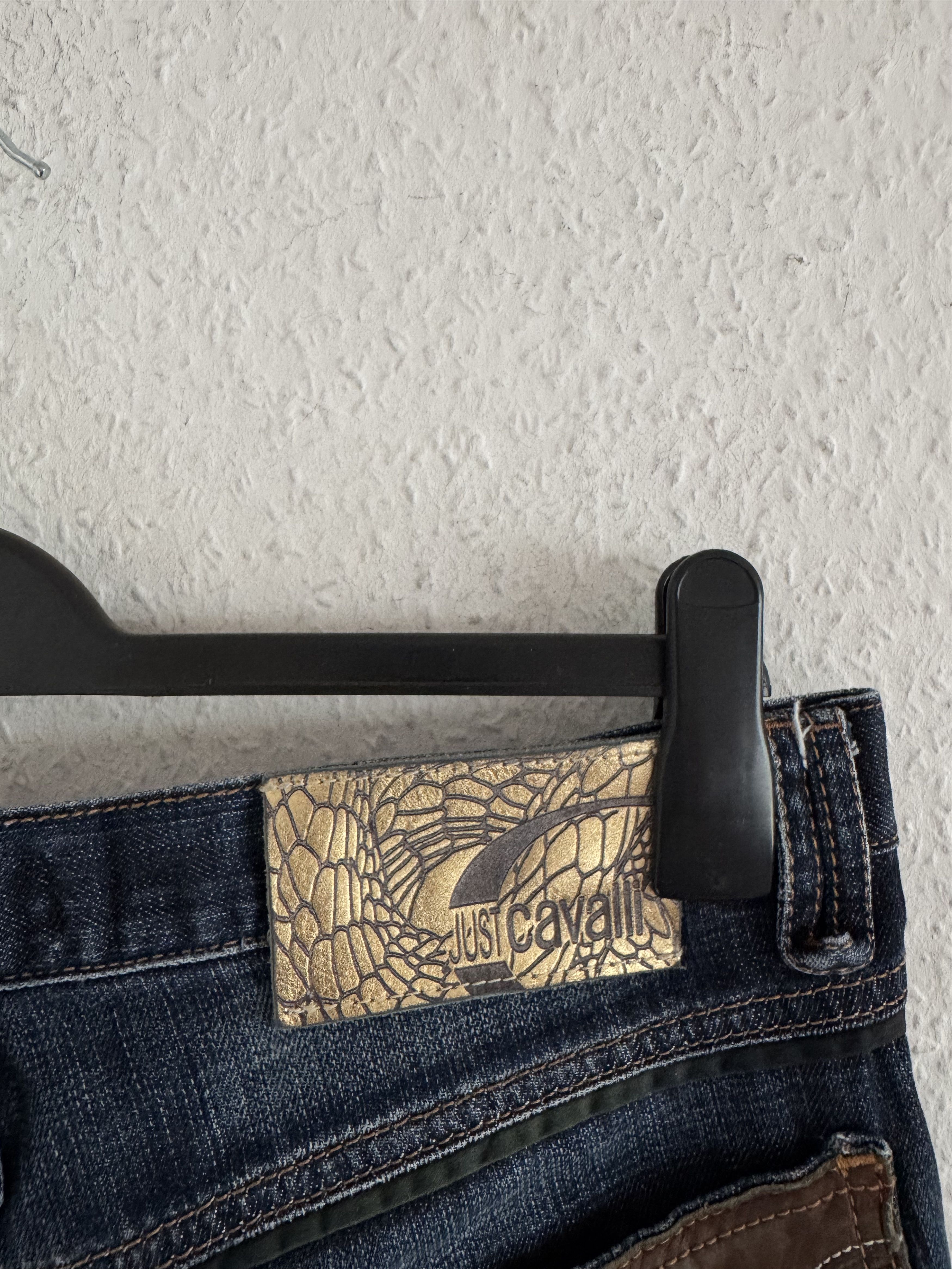 Just Cavalli Ornate Leather Pocket Denim Jeans Size US 33 - 14 Thumbnail