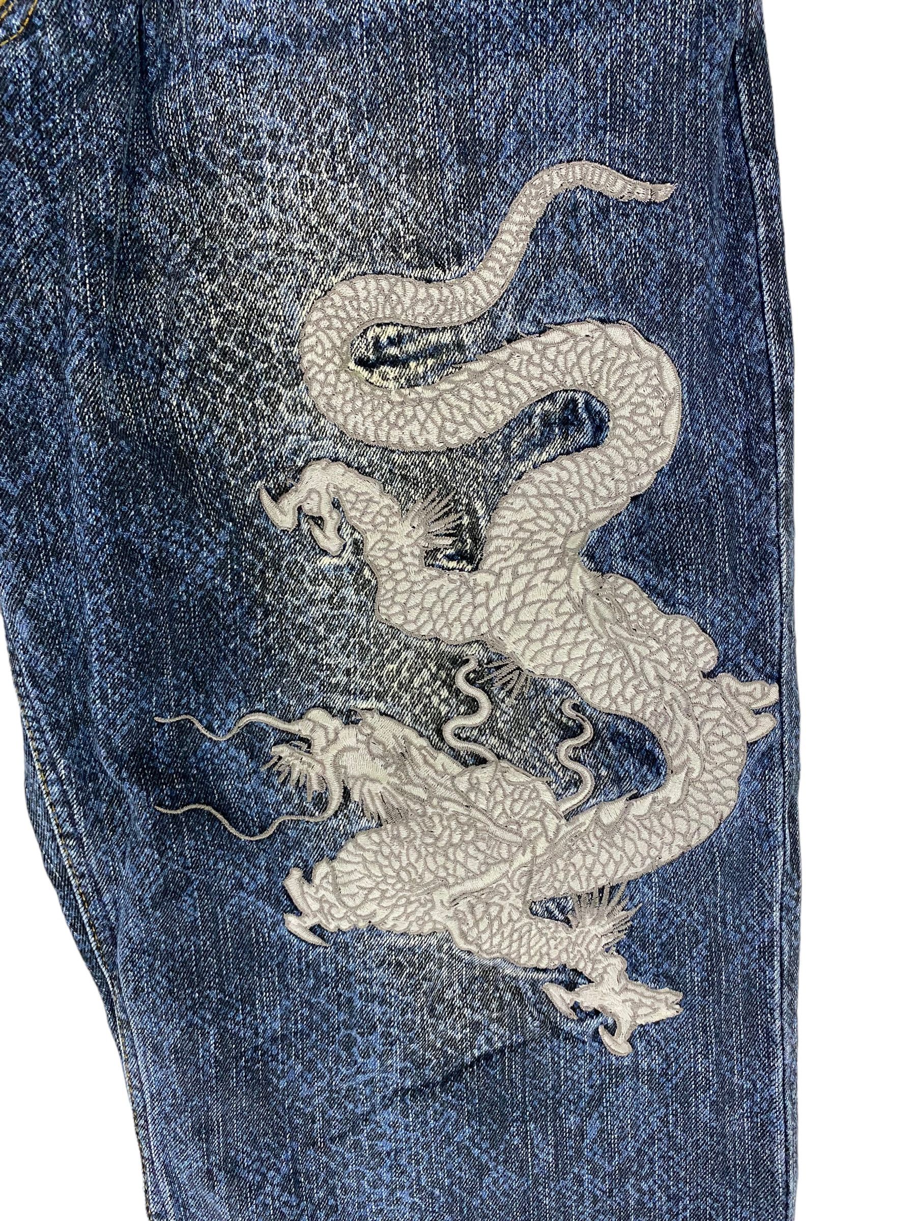Japanese Brand Karakuri snake pattern embroidered dragon multipocket jeans Size US 35 - 5 Thumbnail