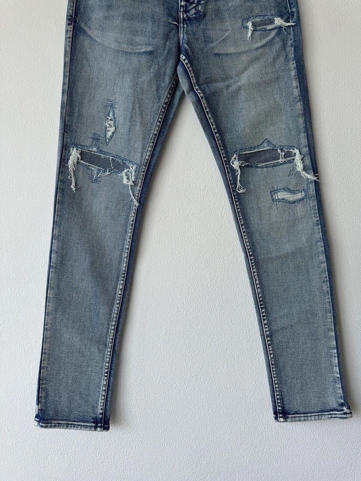 Ksubi new Ksubi mens denim jean chitch 32 blue trashed patched Size US 32 / EU 48 - 3 Thumbnail