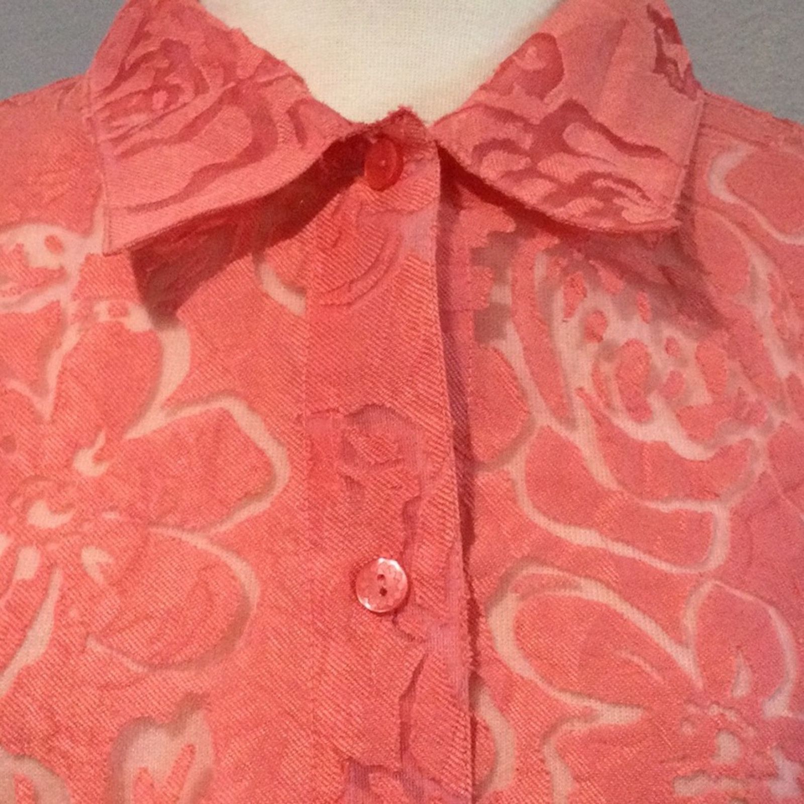 Other Allison Daley Pink Sheer Button Front 3/4 Sleeve Blouse 18 Size XXL / US 16-18 / IT 52-54 - 4 Thumbnail