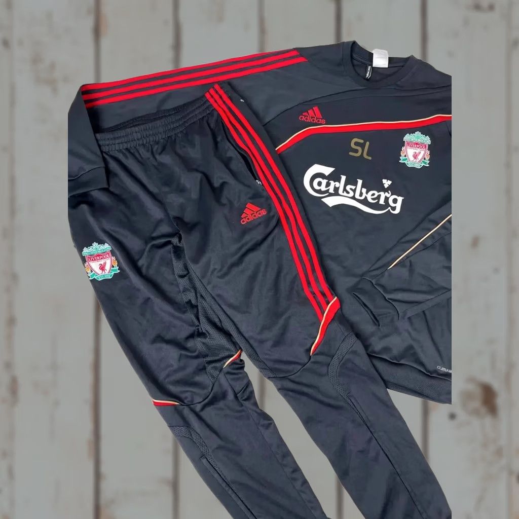Adidas VINTAGE Adidas Liverpool Tracksuit Jacket Pants Men Size L Black Adidas Tracksuit Men L Black Football 2009 2010 Size 42R - 1 Thumbnail