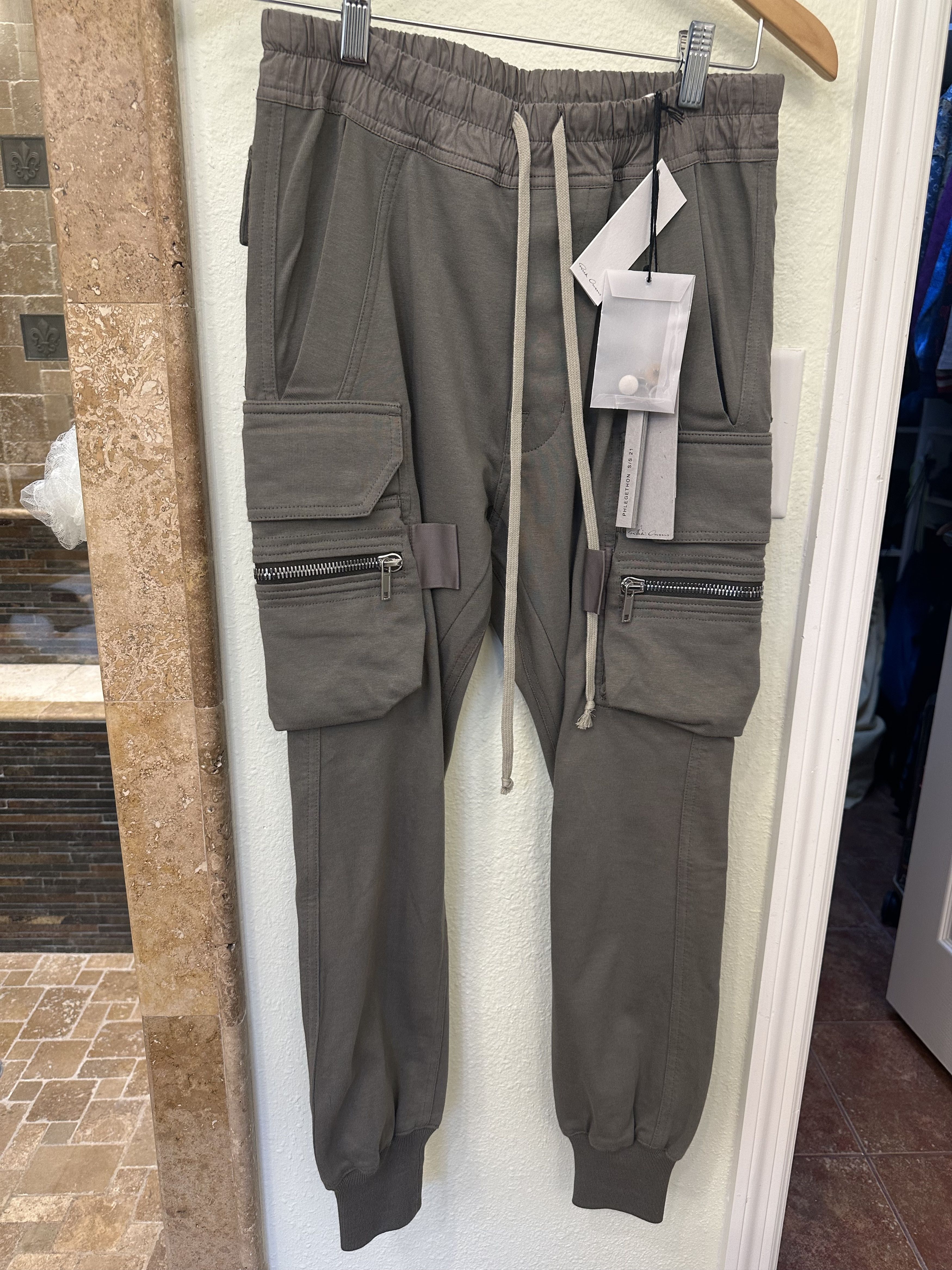 Rick Owens NEW 46 Dust Gray Mastodon Cargo Pants Joggers Sweat