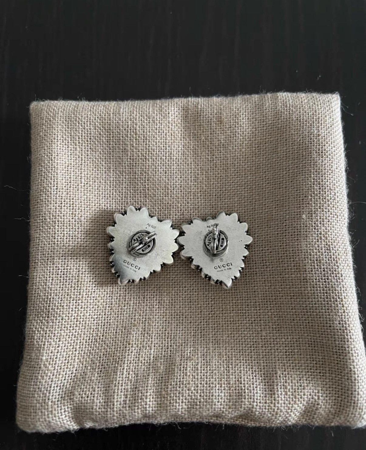 Gucci Gucci 925 Sterling Silver Heart Stud Earrings Size ONE SIZE - 2 Thumbnail