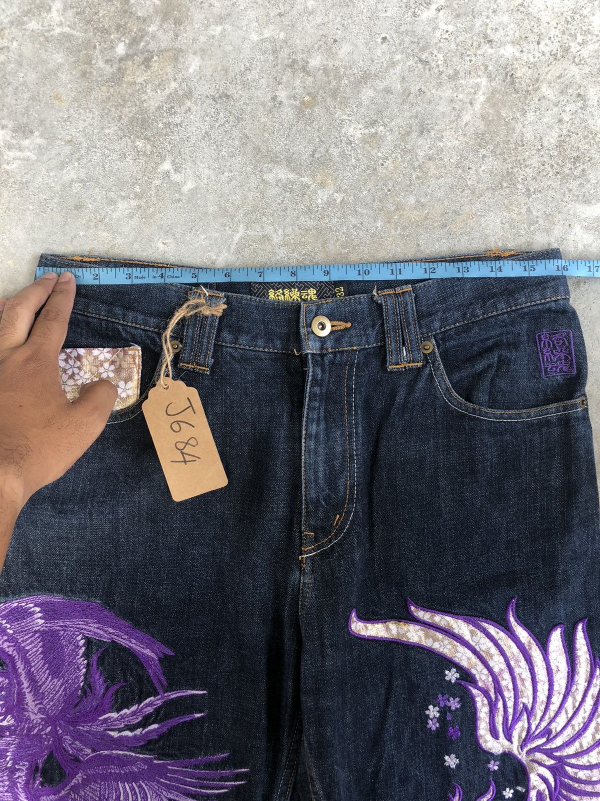 Karakuri Tamashii Karakuri Tamashii Embroidered Jeans Distressed Jeans Size US 32 / EU 48 - 19 Thumbnail