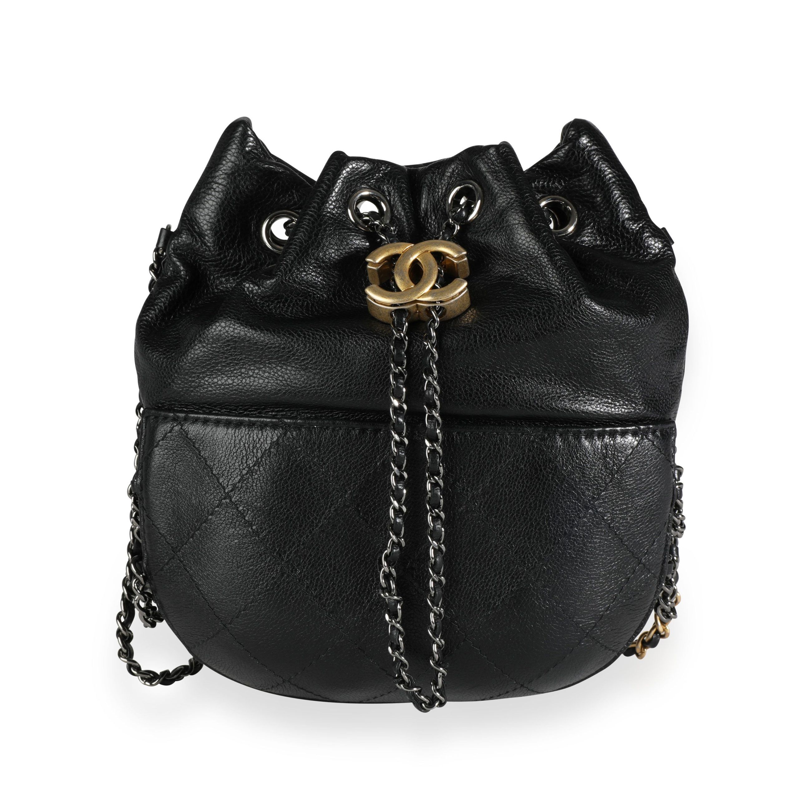 image of Chanel Black Quilted Calfskin Small Gabrielle Bucket Bag, Women's