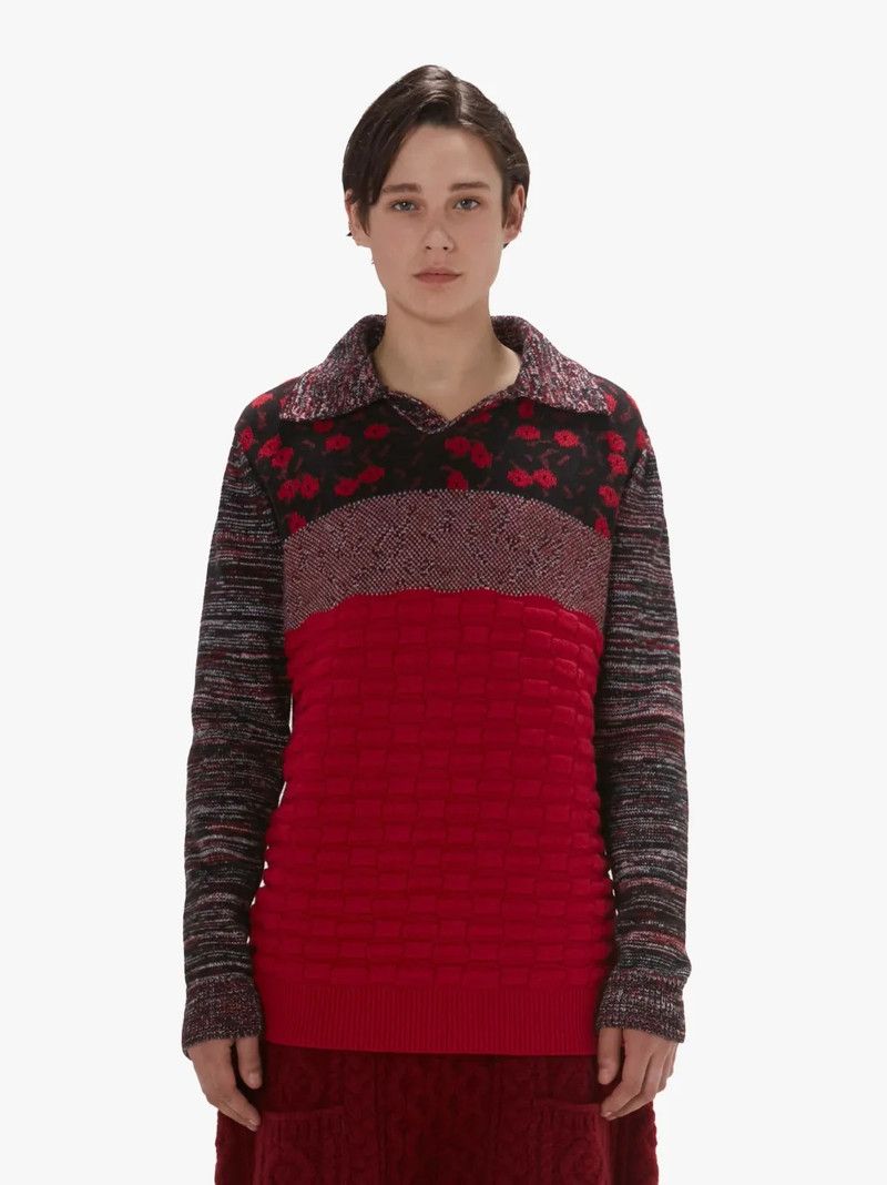 JW Anderson o1tko10426 Multi-Texture Polo Sweater in Multicolor Size US L / EU 52-54 / 3 - 2 Thumbnail