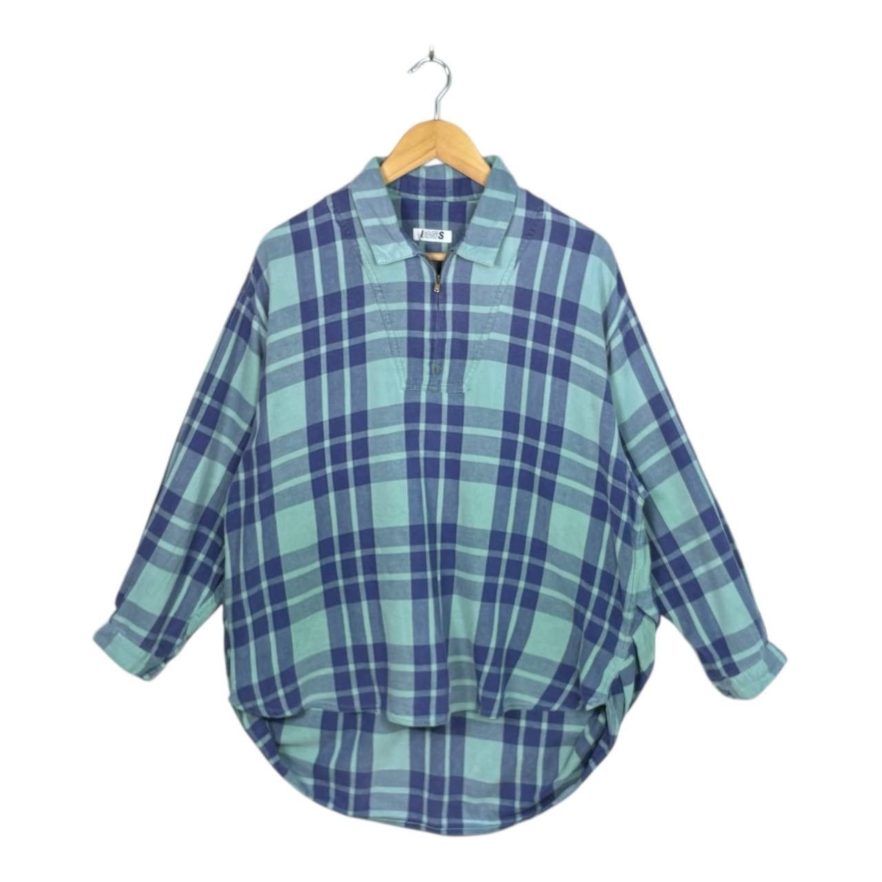 Issey Miyake Issey Miyake I.S. Sport Plaid Half Zip Flannel Shirt Vtg Size US L / EU 52-54 / 3 - 1 Thumbnail