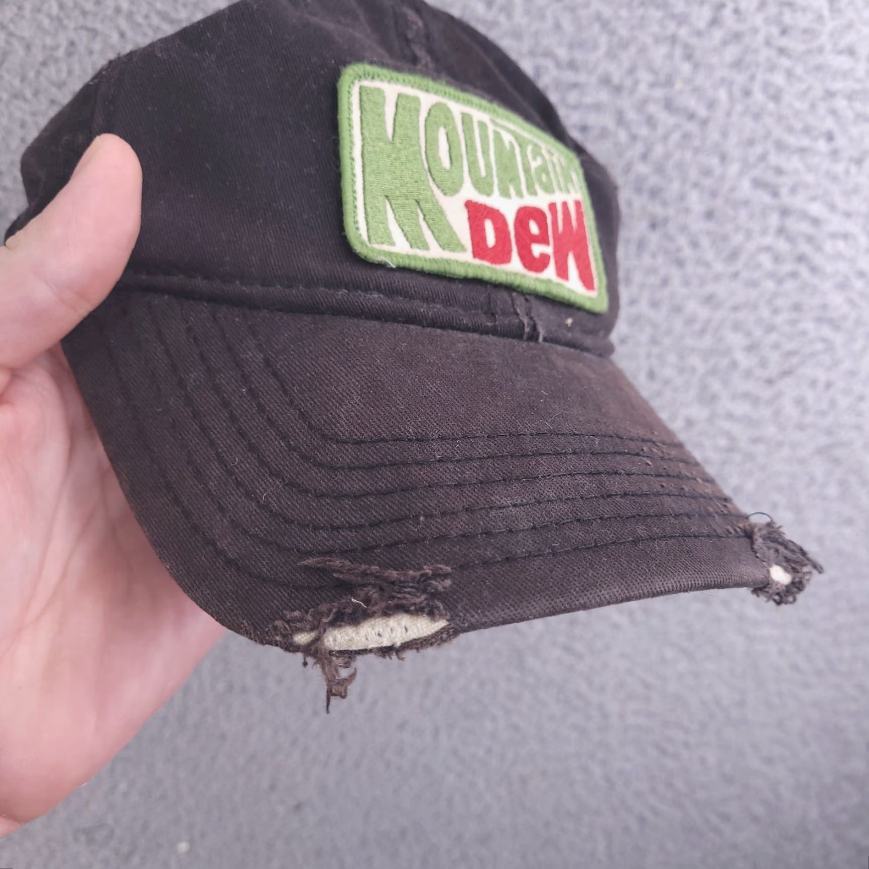 Logo 7 Mountain Dew Hat One Size Brown Distressed Logo Stretch Fitted Mens Baseball Cap Kid? Size ONE SIZE - 4 Thumbnail