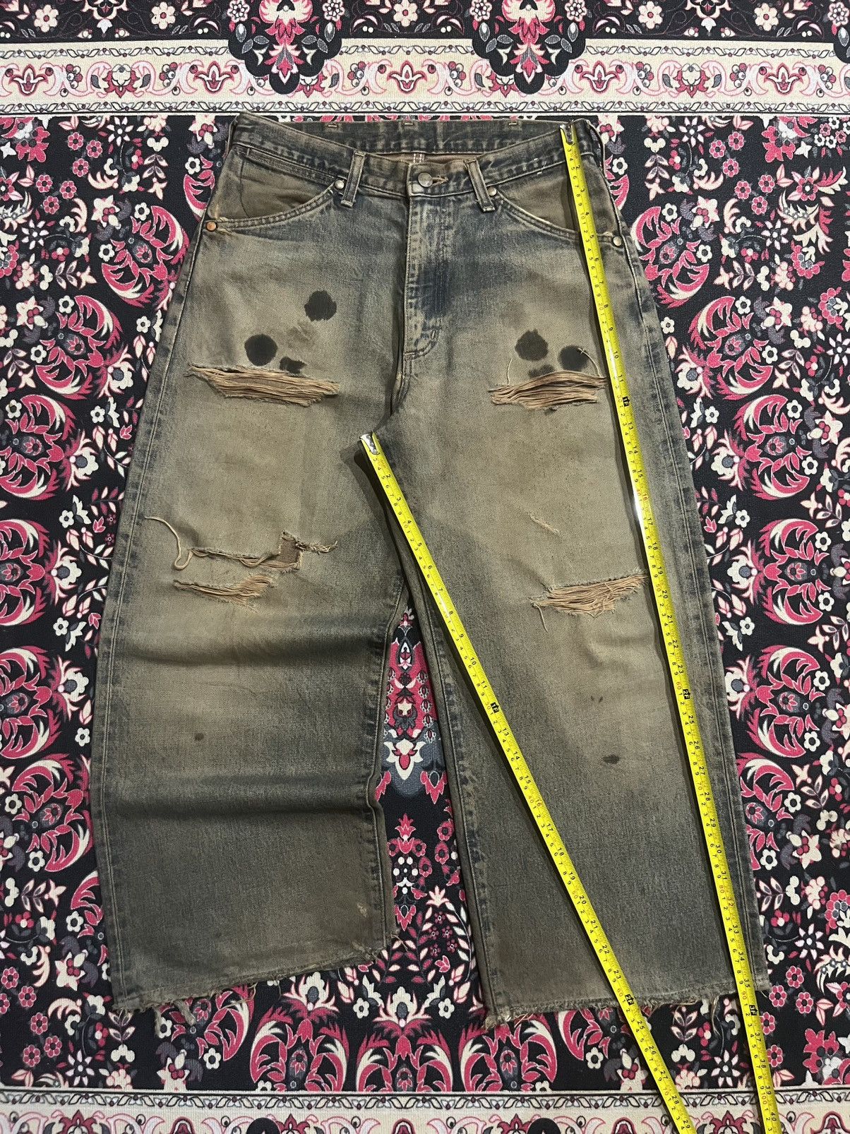 JNCO ⚡️Ripped⚡️Vintage Wrangler Distressed Stain Mud Washed Jorts Size US 30 / EU 46 - 11 Thumbnail