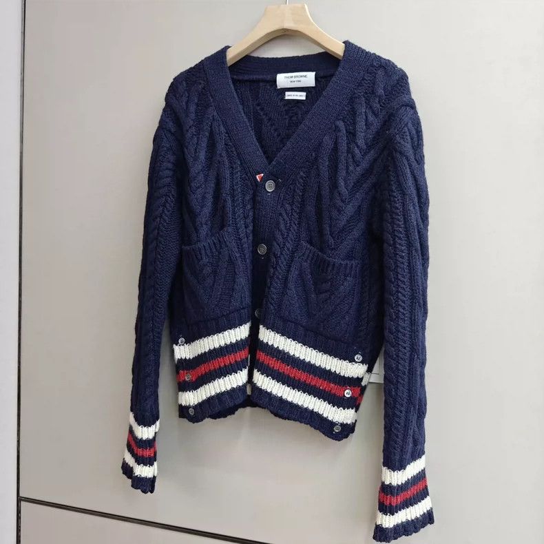 Thom Browne Thom Browne Blue striped wool sweater for the Navy Size US M / EU 48-50 / 2 - 1 Thumbnail