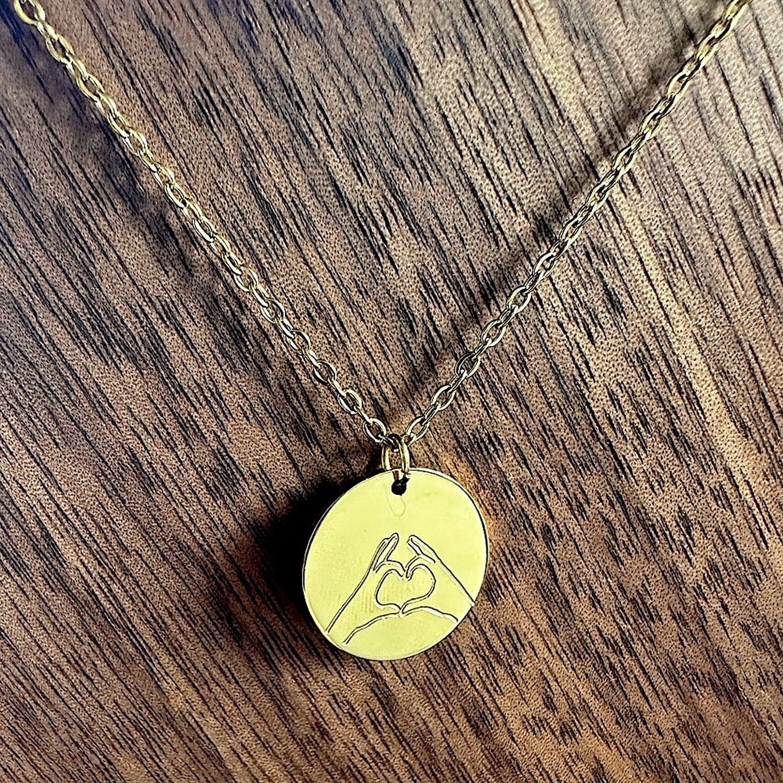 Other Hand heart emoji Engraved necklace! Taylor swift vibes! Size ONE SIZE - 1 Thumbnail