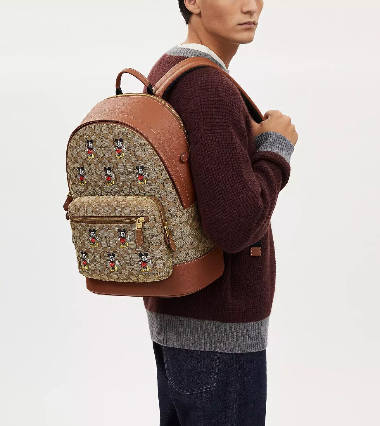Coach Disney West Backpack In Signature Jacquard With Mickey Mouse Grailed