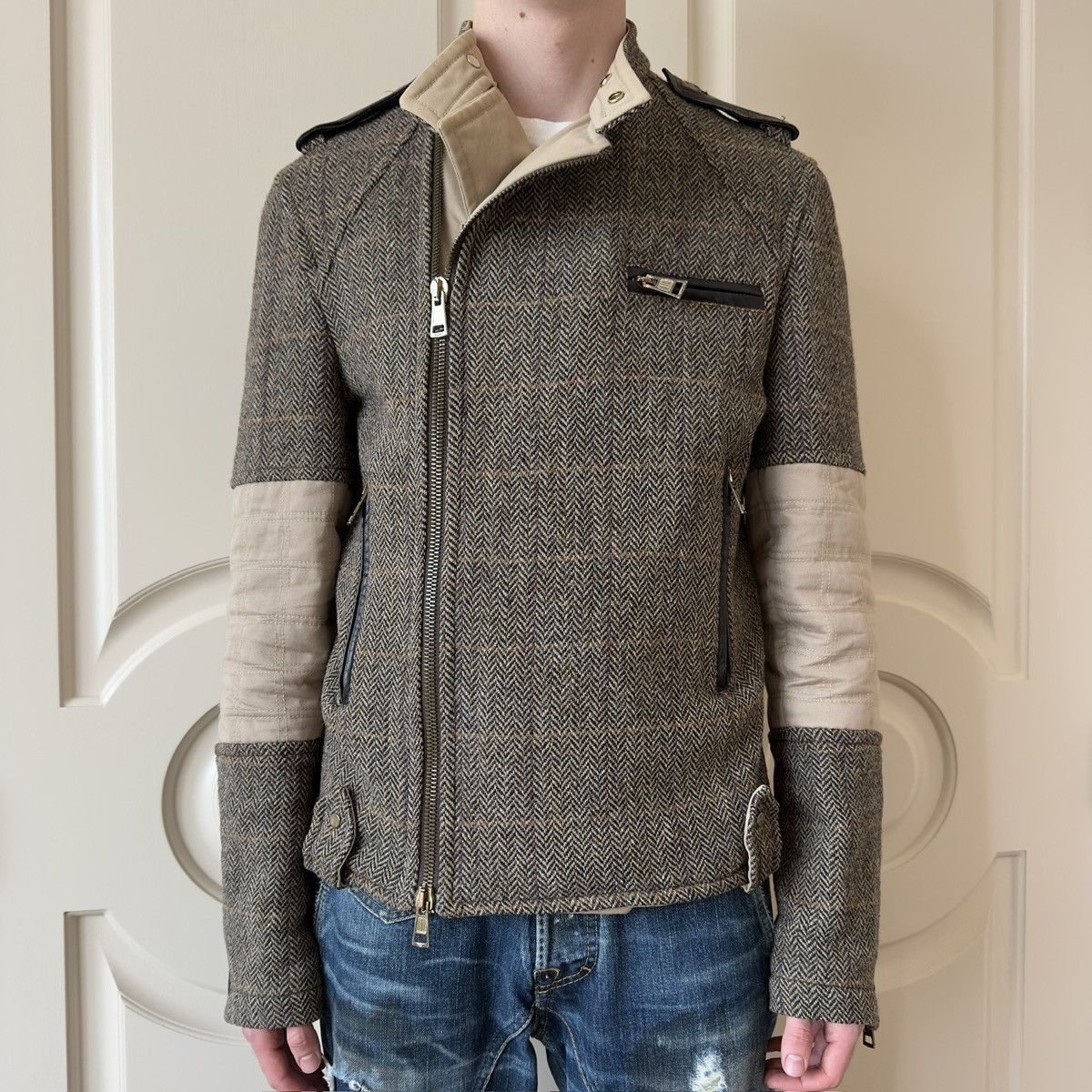Dsquared2 Dsquared2 F/W 2001–02 Harris Tweed Biker Jacket Size US M / EU 48-50 / 2 - 1 Thumbnail