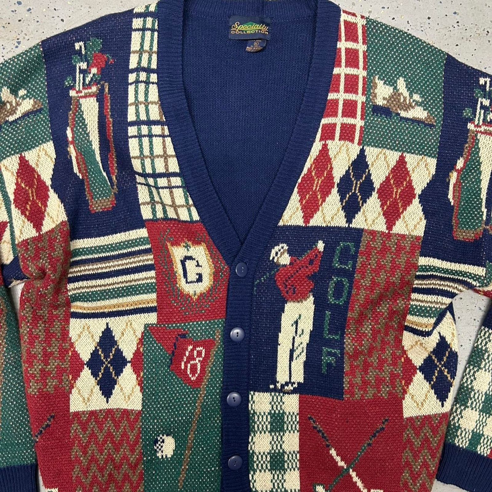 Other VTG Golf cardigan sweater in multi-coloured hues Size US XL / EU 56 / 4 - 2 Thumbnail