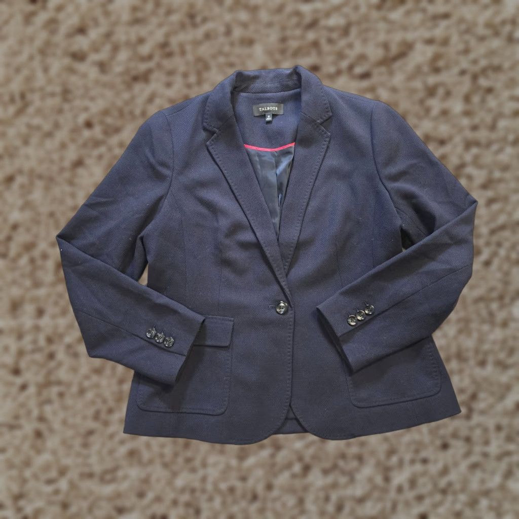 Talbots Talbots Blazer Womens Size 12 Blue One Button Long Sleeve Career Casual Jacket Size XL / US 12-14 / IT 48-50 - 1 Thumbnail