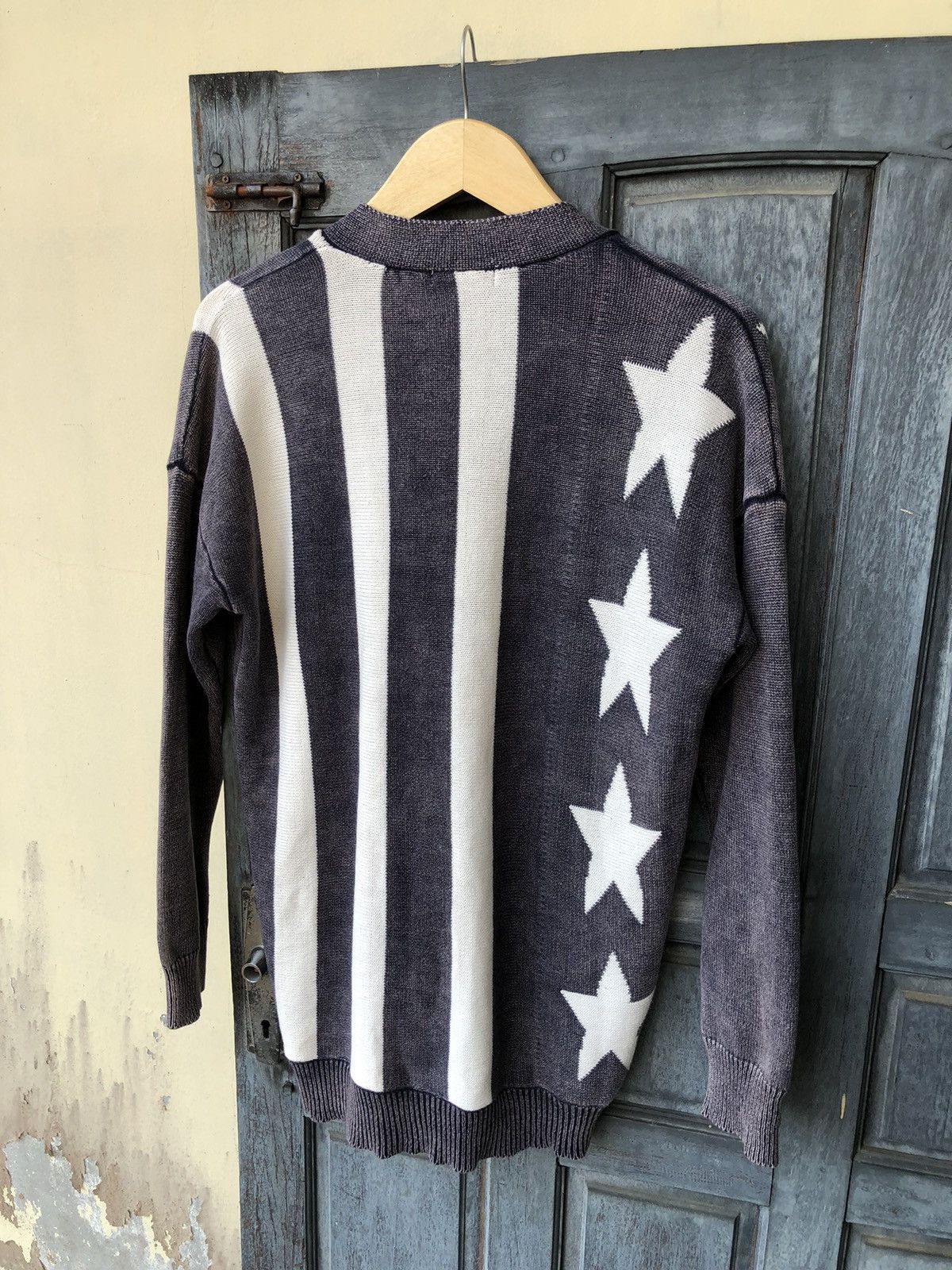 Japanese Brand Rodeo Crowns Japanese Free Size Knit Cardigan Stars Stripes Size US M / EU 48-50 / 2 - 14 Thumbnail