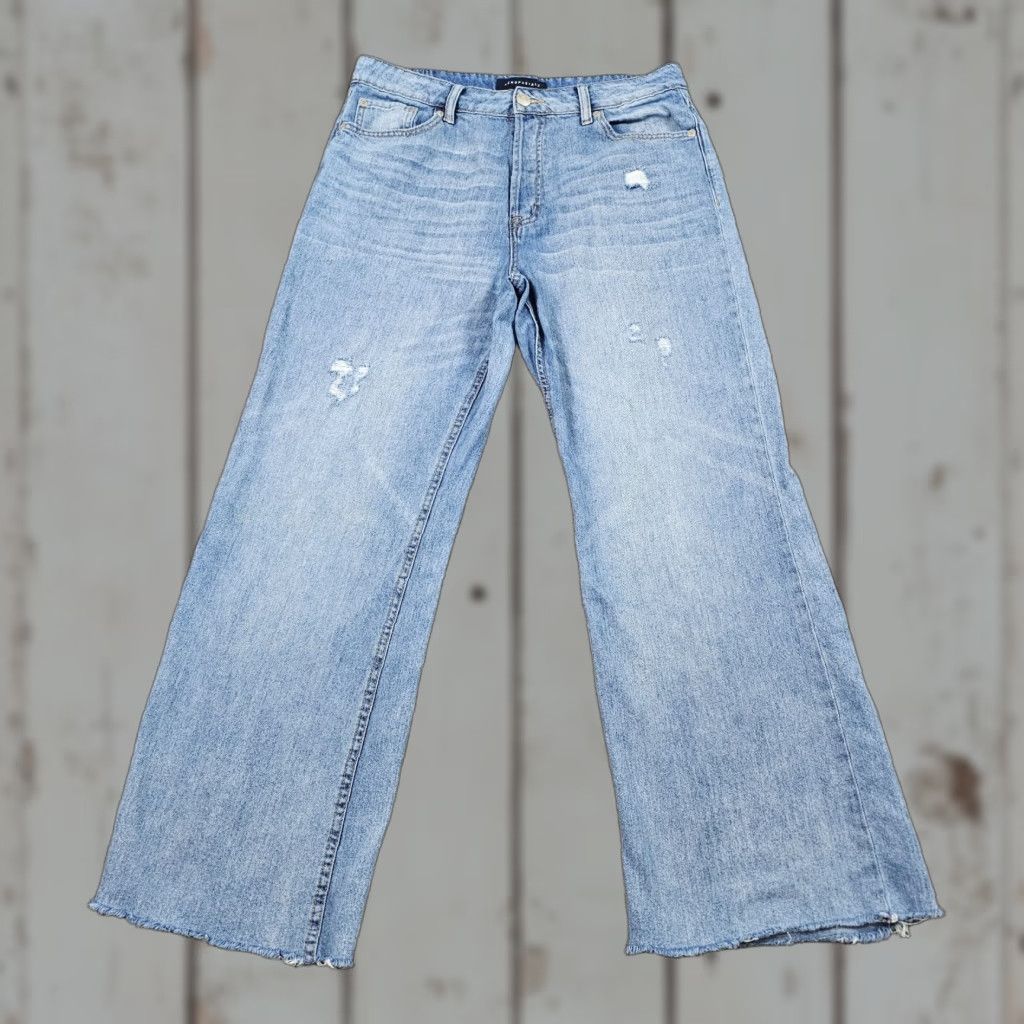 Vintage VINTAGE Aéropostale Jeans Wide Leg **Women’s 12R** Distressed Button Fly Denim 30x30 Light Blue 90s Size 34" / US 12 / IT 48 - 1 Thumbnail