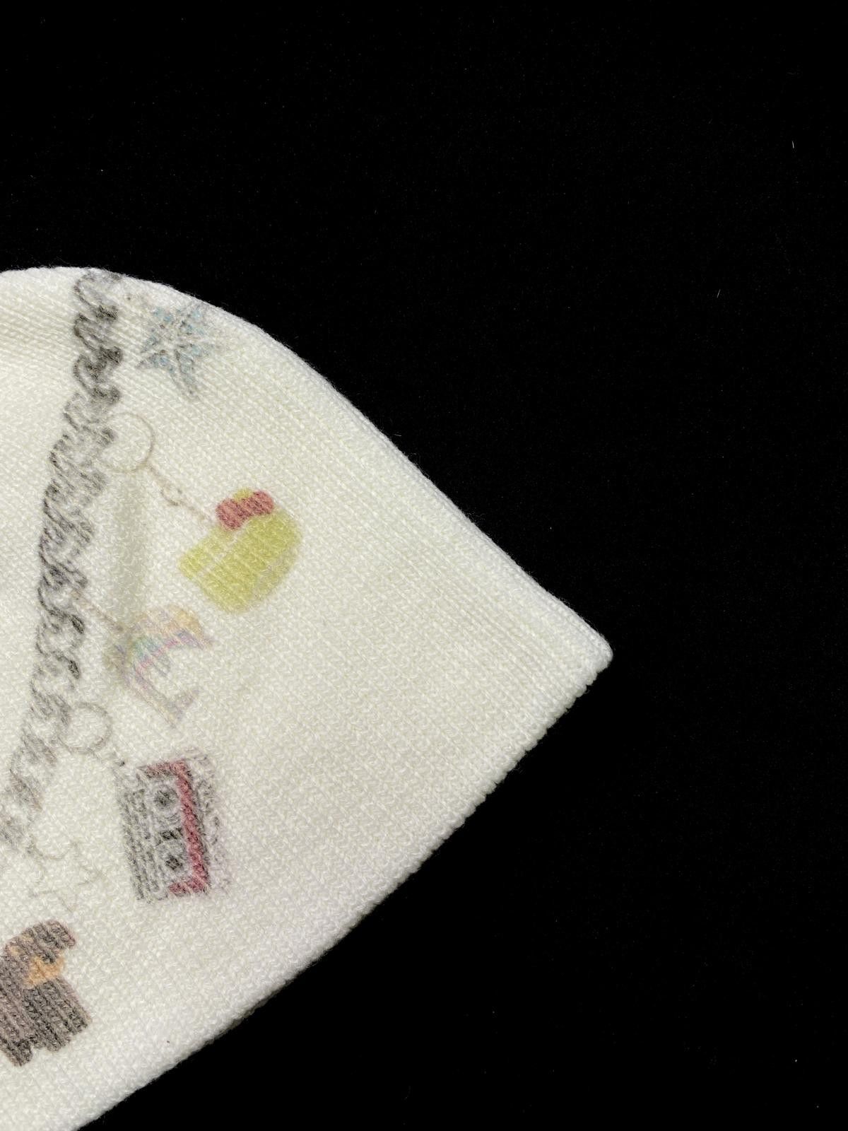 Japanese Brand Rare Y2k Charm Chain Graphic No Cuff Knit Beanie Hat White Size ONE SIZE - 3 Thumbnail