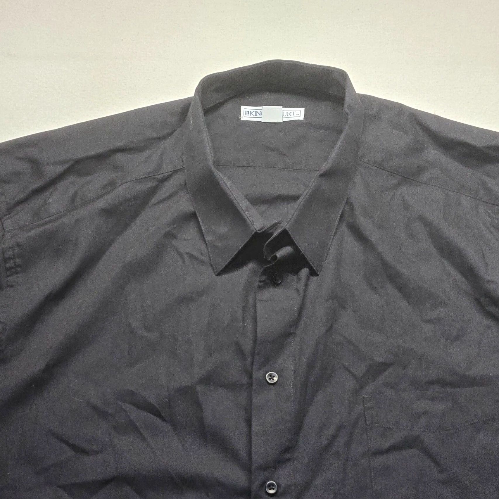 Vintage Kings Court Button-Up Shirt Big & Tall Long Sleeve Solid Black Adult Size 20 35/6 Mens Size US XXL / EU 58 / 5 - 2 Thumbnail