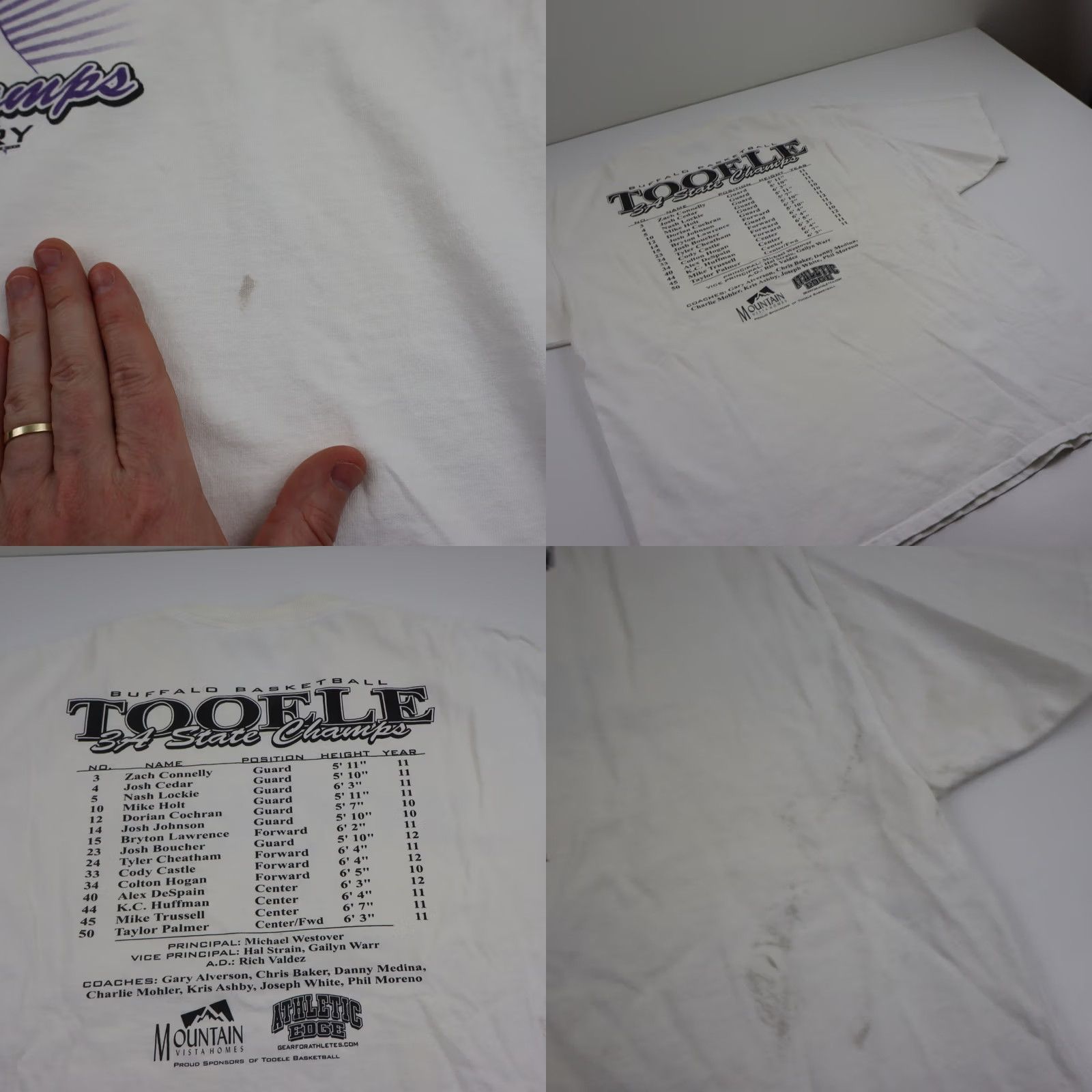 Vintage VINTAGE Tooele Utah Basketball T Shirt Mens XL 2005 State Champs UHSAA High School White Graphic Print Front Back Stadium Pride USA 80s 90s Boys Mens Size US XL / EU 56 / 4 - 9 Thumbnail