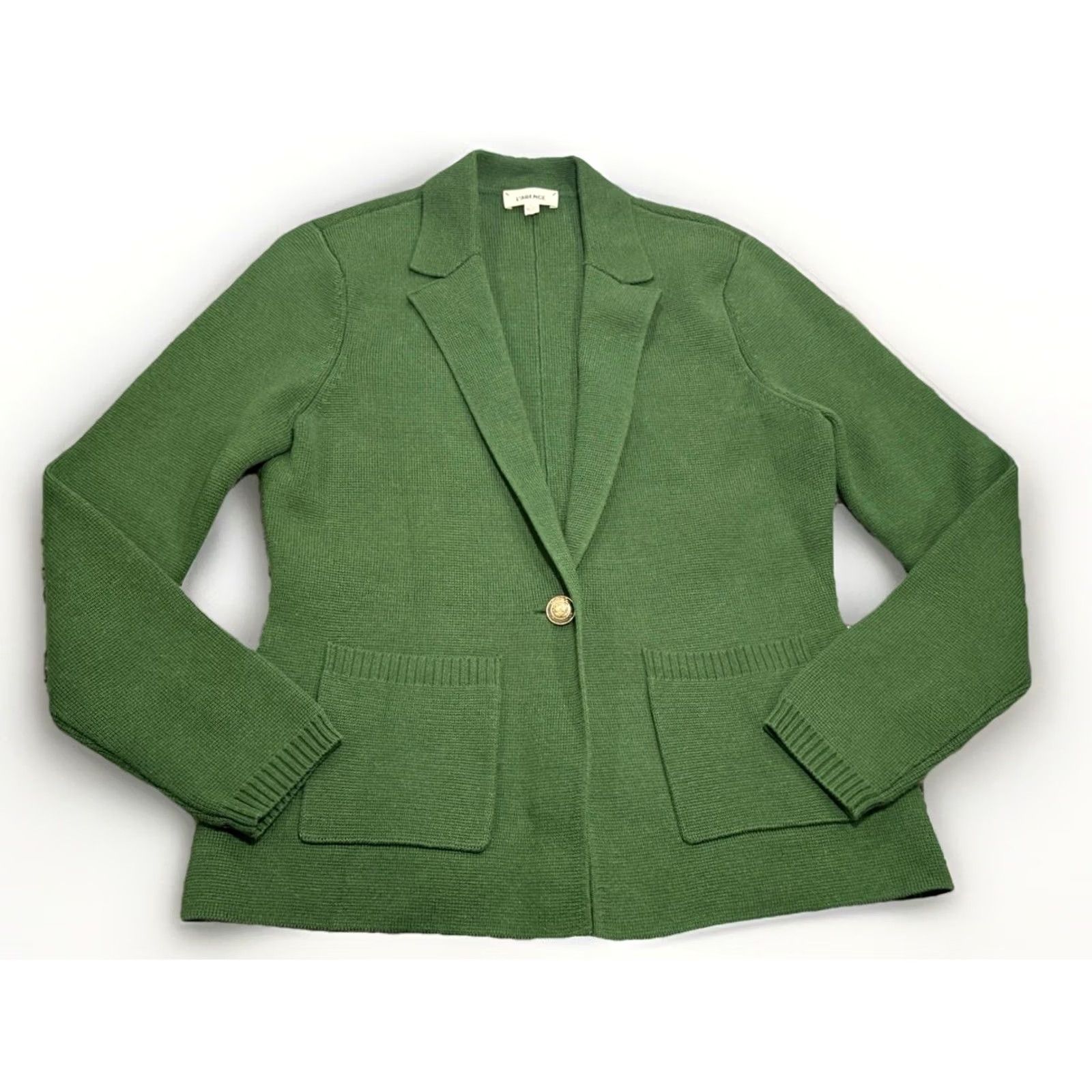 L'AGENCE L’AGENCE Lacey Knit Blazer Sz S/P Kelly Green Single Gold Button 2 Pocket Women Size S / US 4 / IT 40 - 5 Thumbnail