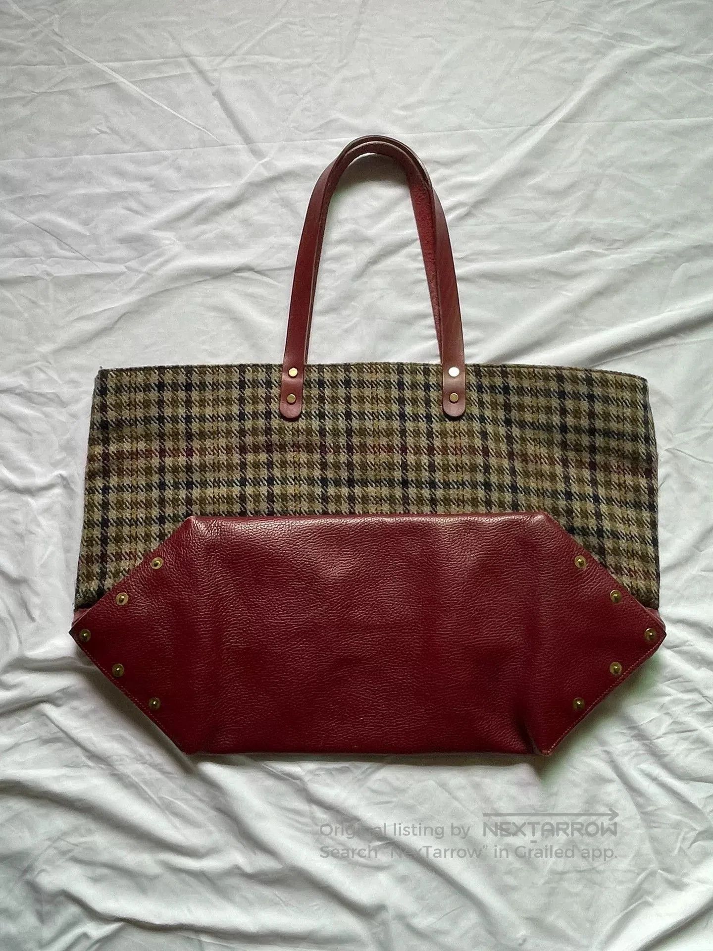 Undercover harris tweed tote bag with leather base. Size ONE SIZE - 2 Thumbnail