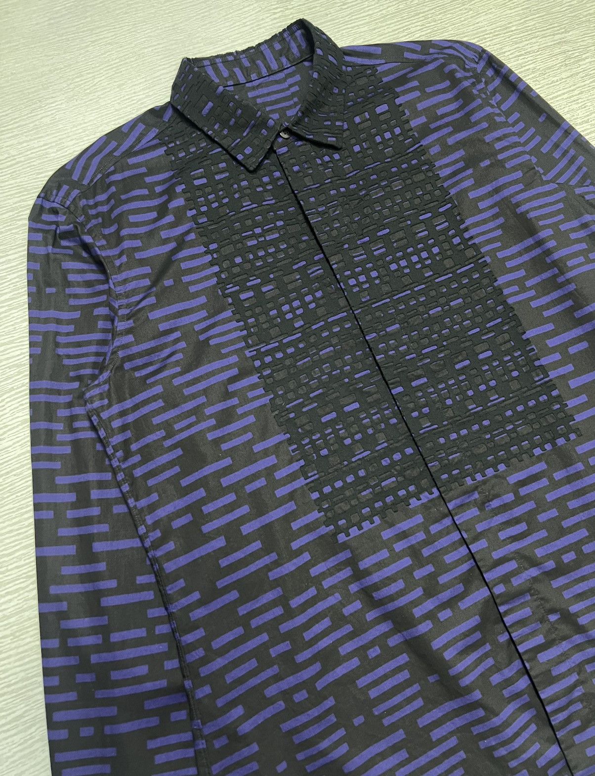 Issey Miyake Issey Miyake Men - Geometric Pattern Longsleeve Shirt Size US L / EU 52-54 / 3 - 4 Thumbnail