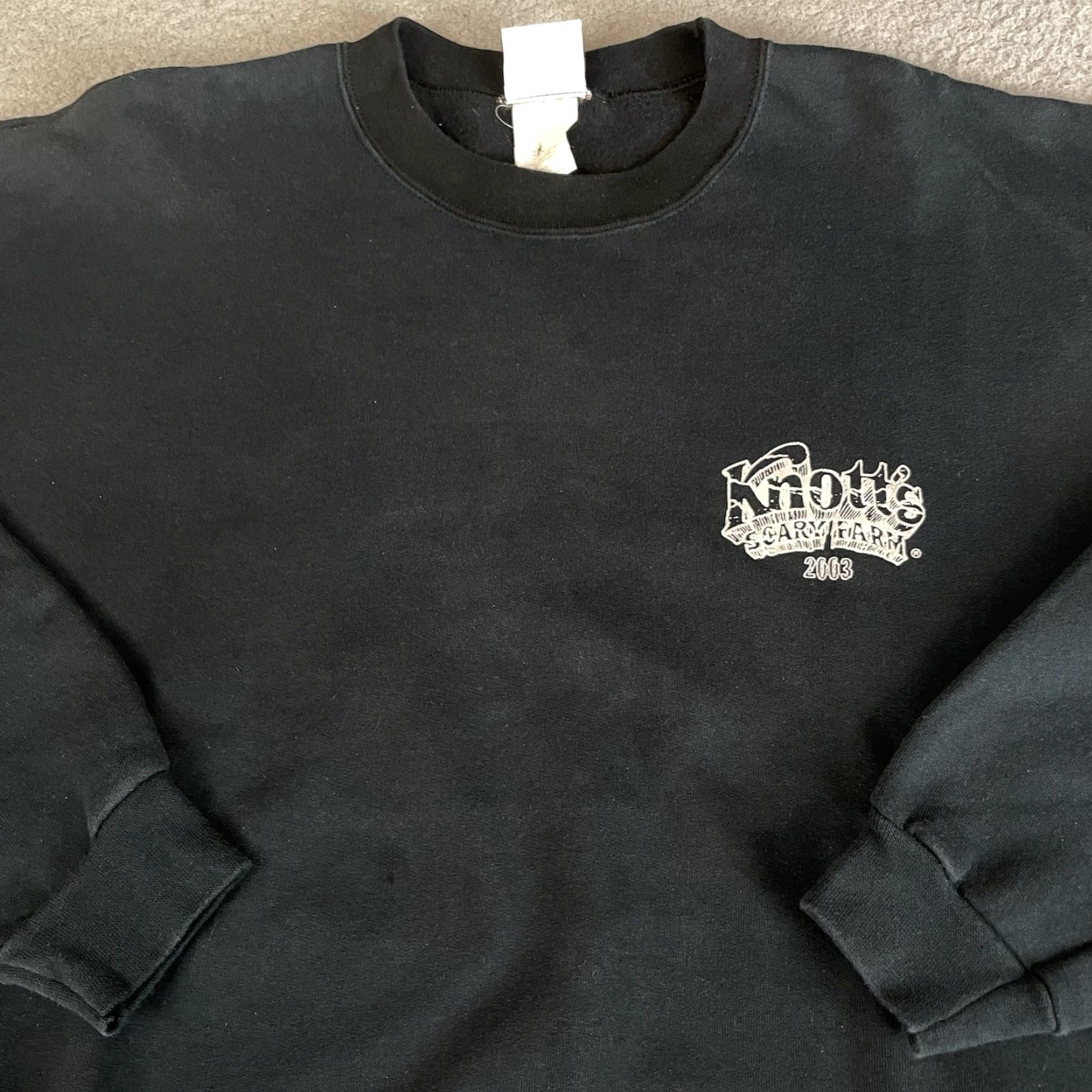 Vintage VINTAGE Knotts Scary Farm Sweatshirt Men L Black Graphic Print 90s Halloween Horror Snoopy Peanut Brand Murina Knit Crew Neck Pullover All Seasons Size US L / EU 52-54 / 3 - 4 Thumbnail