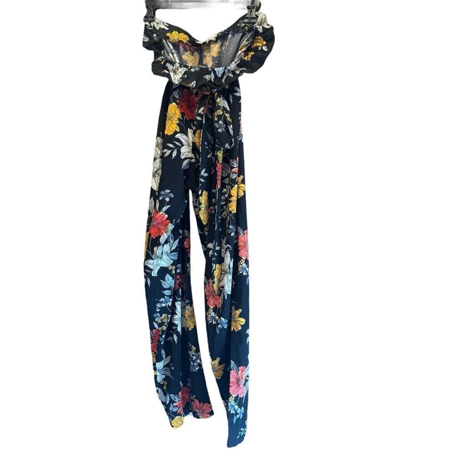 Shein SHEIN. Floral VCAY Wide Leg Pants Matching Belt. Size Small. Size 28" / US 6 / IT 42 - 9 Thumbnail