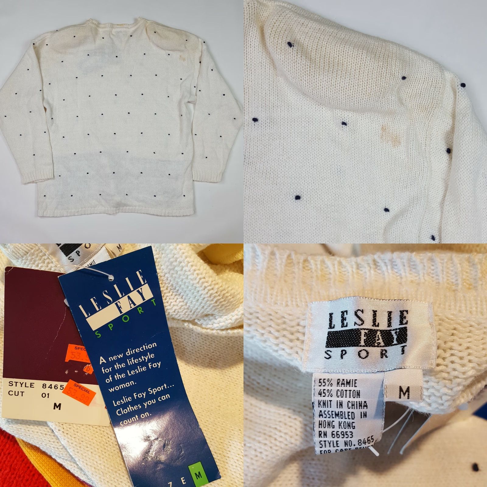 Vintage VINTAGE Leslie Fay Ramie Blend Embellished Womens Size M Knit White Pullover Sweater Size M / US 6-8 / IT 42-44 - 8 Thumbnail