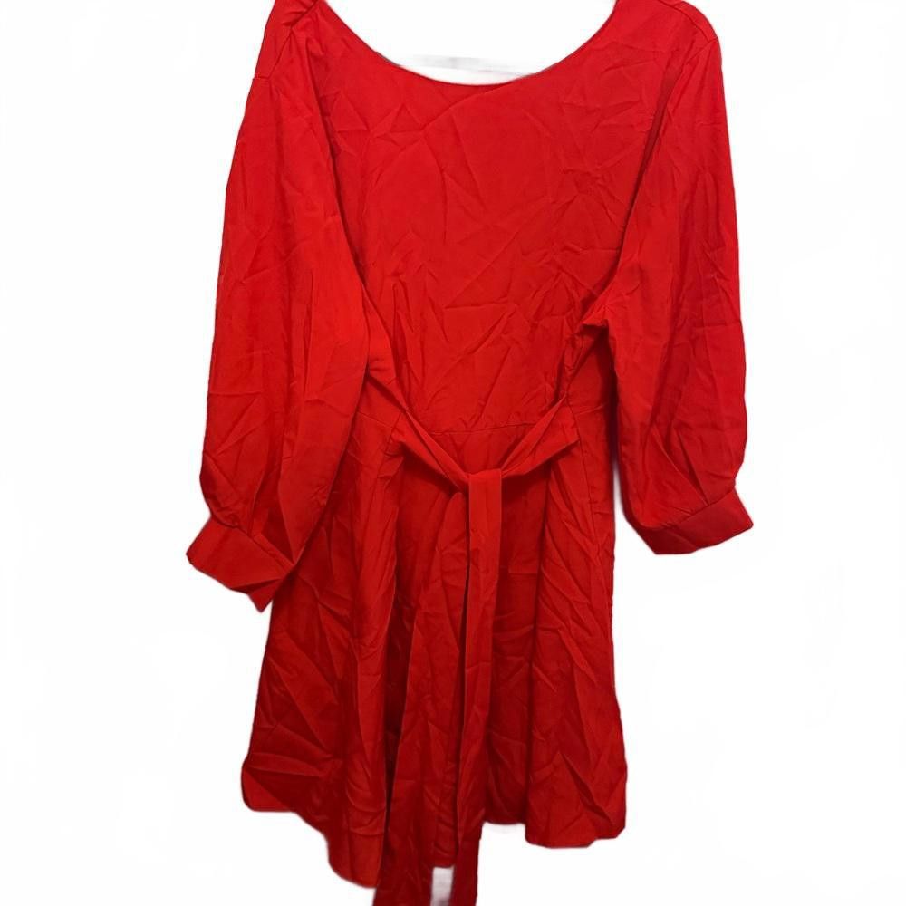 Designer Chic Red Dress with Puff Sleeves Size 4XL / US 24-26 - 1 Thumbnail