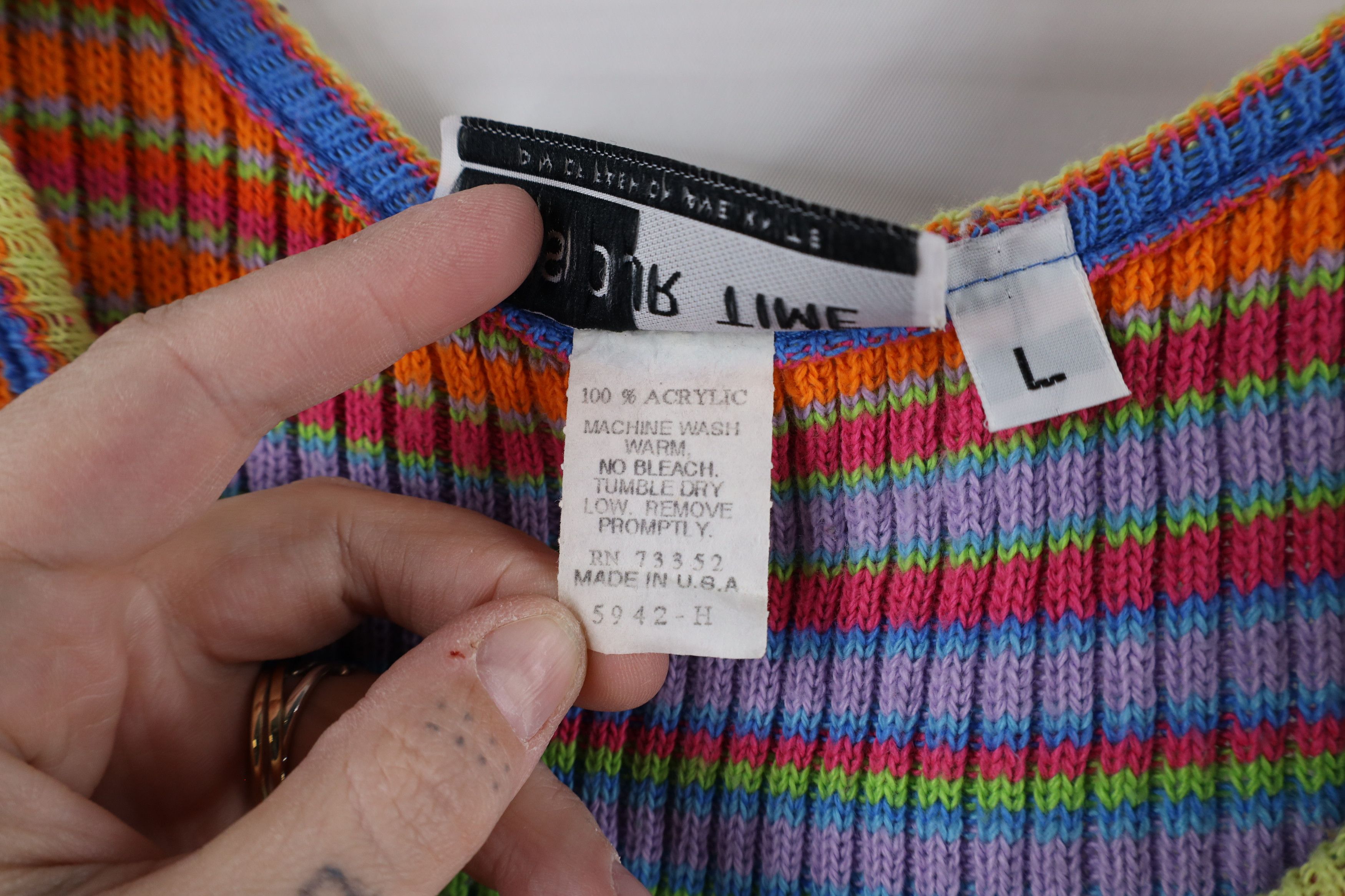 Vintage Vintage 90s Streetwear Striped Ribbed Knit Tank Top USA Size L / US 10 / IT 46 - 7 Thumbnail