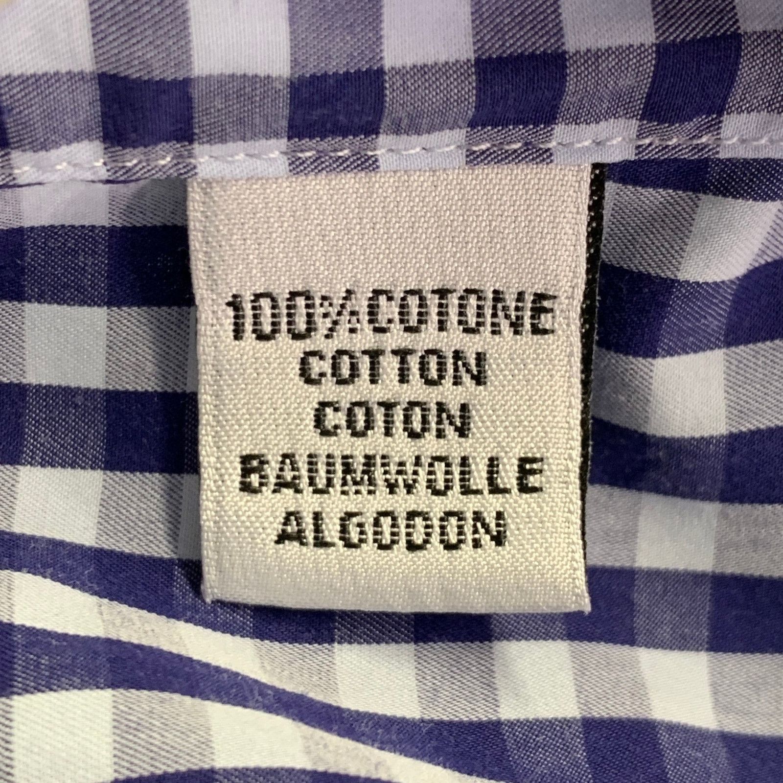 Culturata White Navy Blue Gingham Cotton Tailored Fit Long Sleeve Size US M / EU 48-50 / 2 - 6 Thumbnail