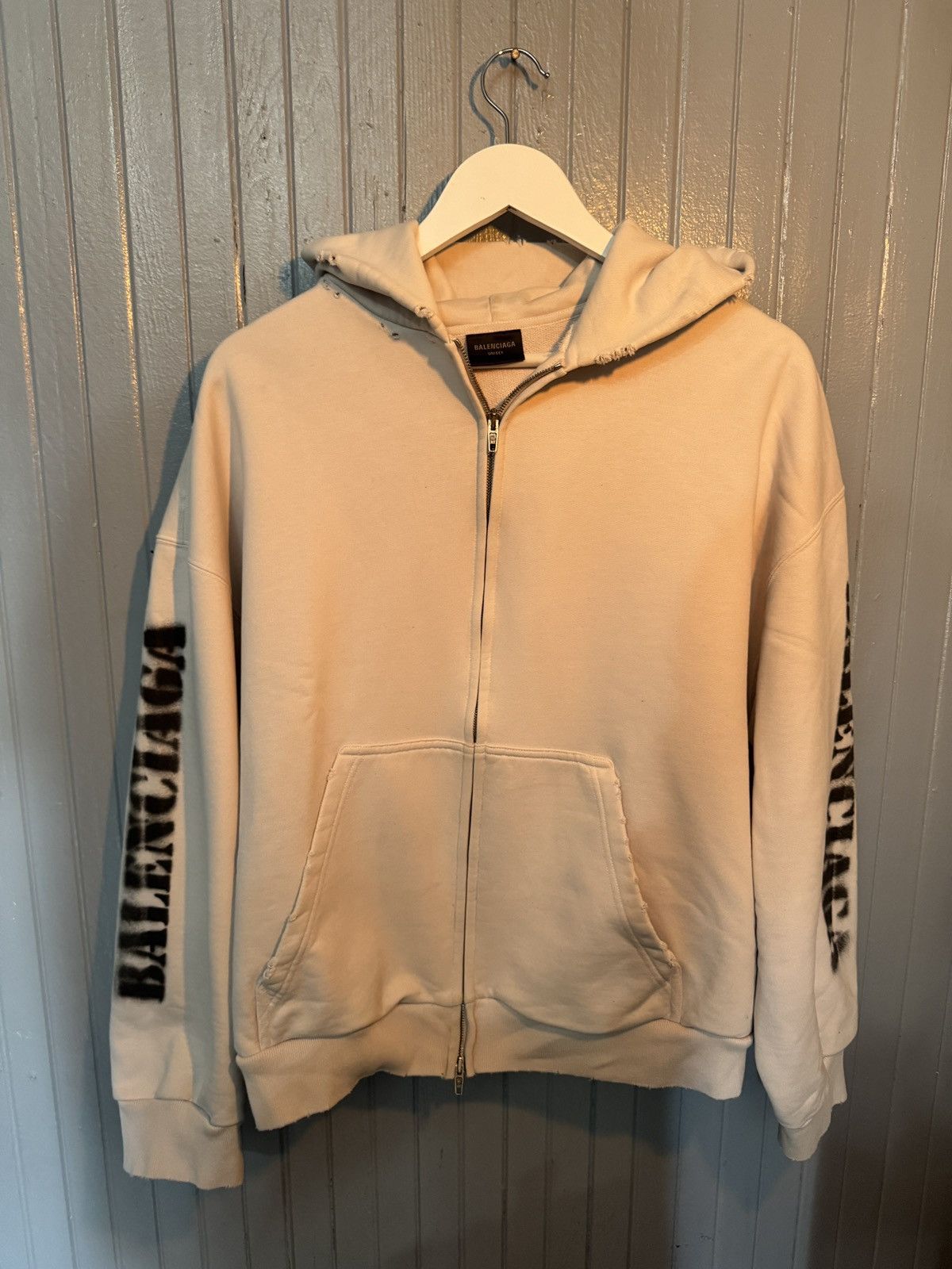 Balenciaga BALENCIAGA STENCIL TYPE ZIP-UP HOODIE Size US L / EU 52-54 / 3 - 14 Thumbnail