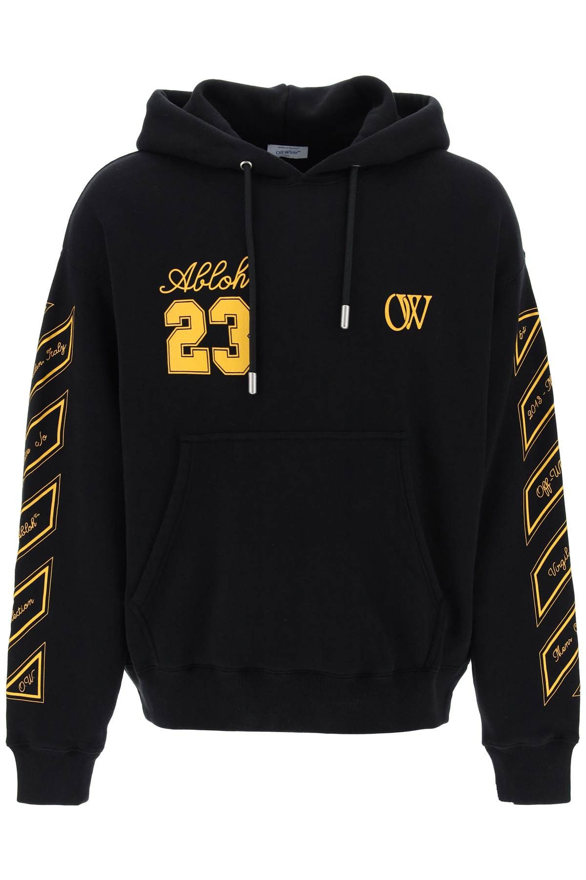 image of Off White Off-White Skated Hoodie With Ow 23 Logo in Black Gold Fusion, Men's (Size Large)