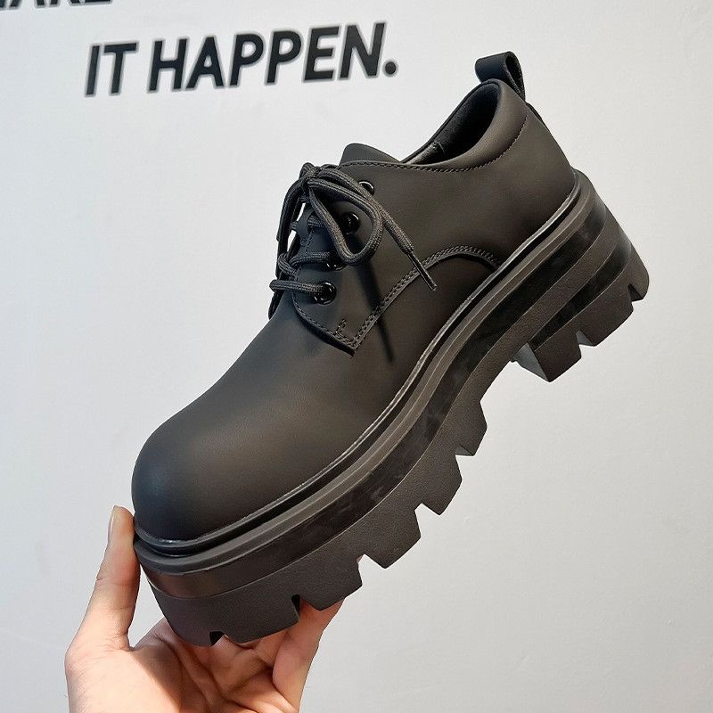 Black Chunky Leather Boots