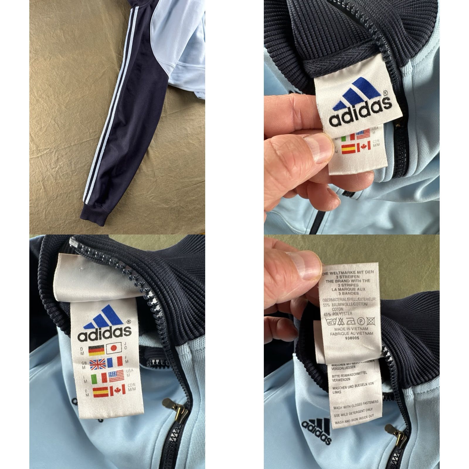 Adidas VINTAGE adidas Track Jacket 3 Stripe Soccer Crest Blue Navy Zip Up M Mens 80s 90s Retro Size US M / EU 48-50 / 2 - 9 Thumbnail