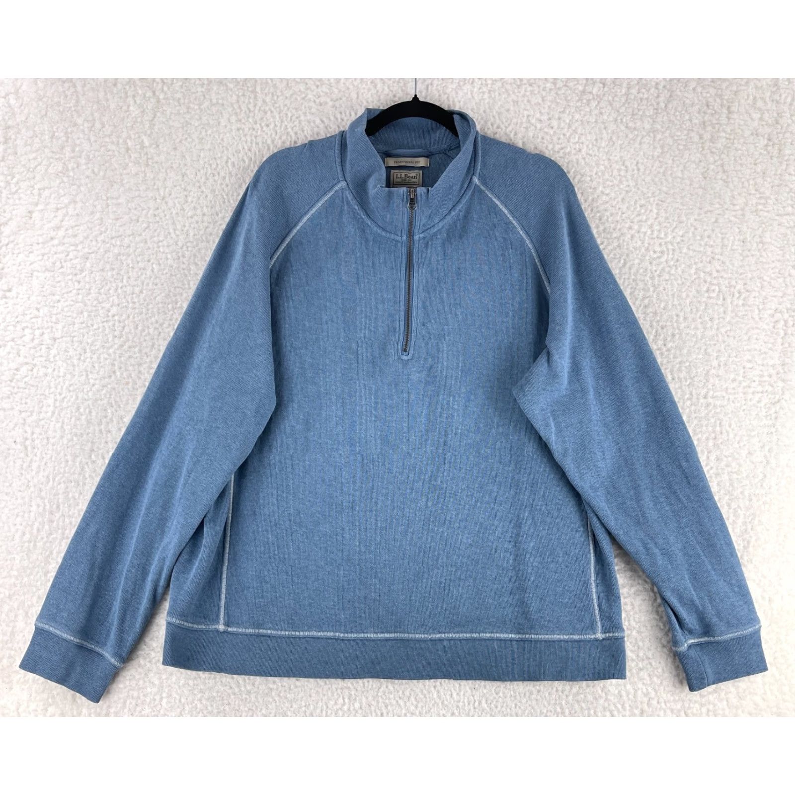 Vintage L.L. Bean Blue Traditional Fit 1/4 Zip Sweater Mens XL Long Sleeve Cotton Size US XL / EU 56 / 4 - 2 Thumbnail